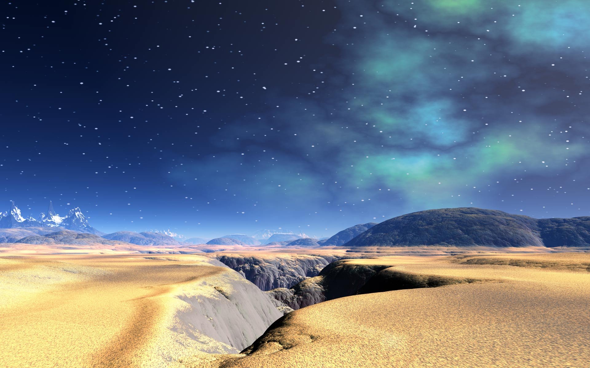 Download mobile wallpaper Landscape, Stars, Desert, Sci Fi for free.