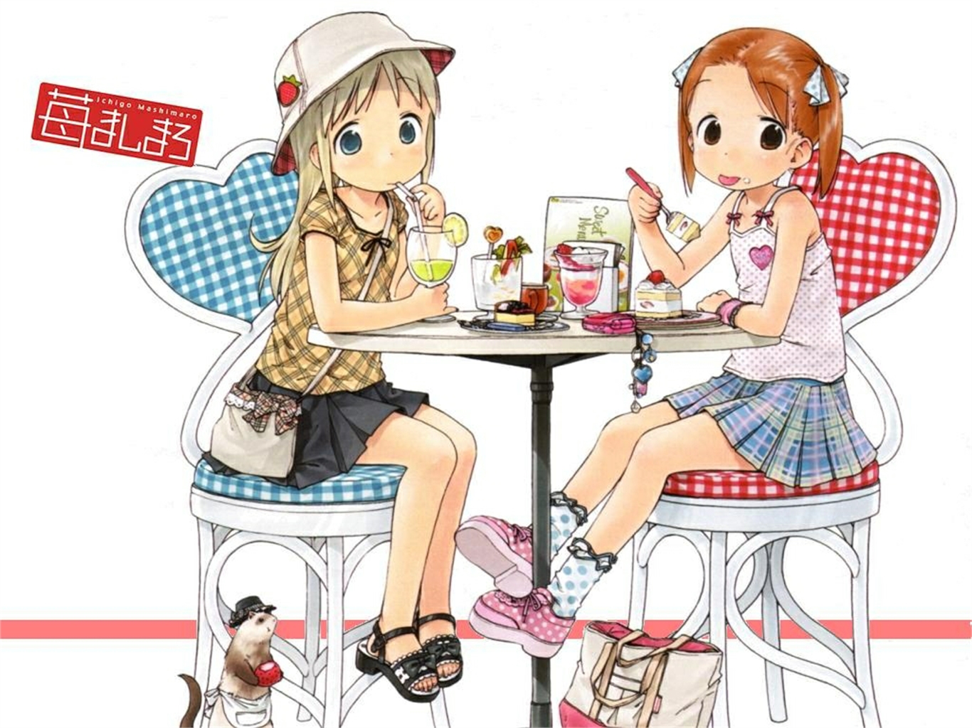 Handy-Wallpaper Animes, Erdbeeren & Marshmallows kostenlos herunterladen.