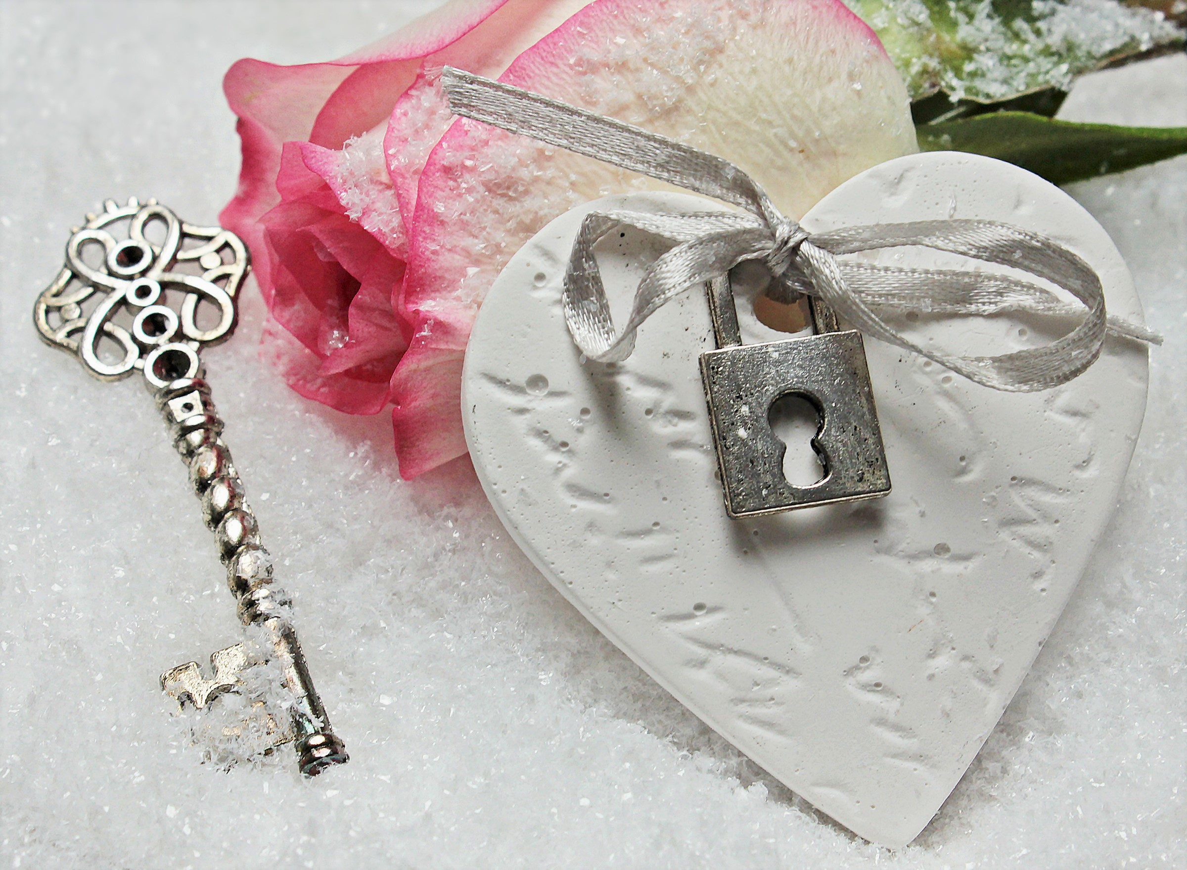 holiday, valentine's day, heart, key, lock, pink rose