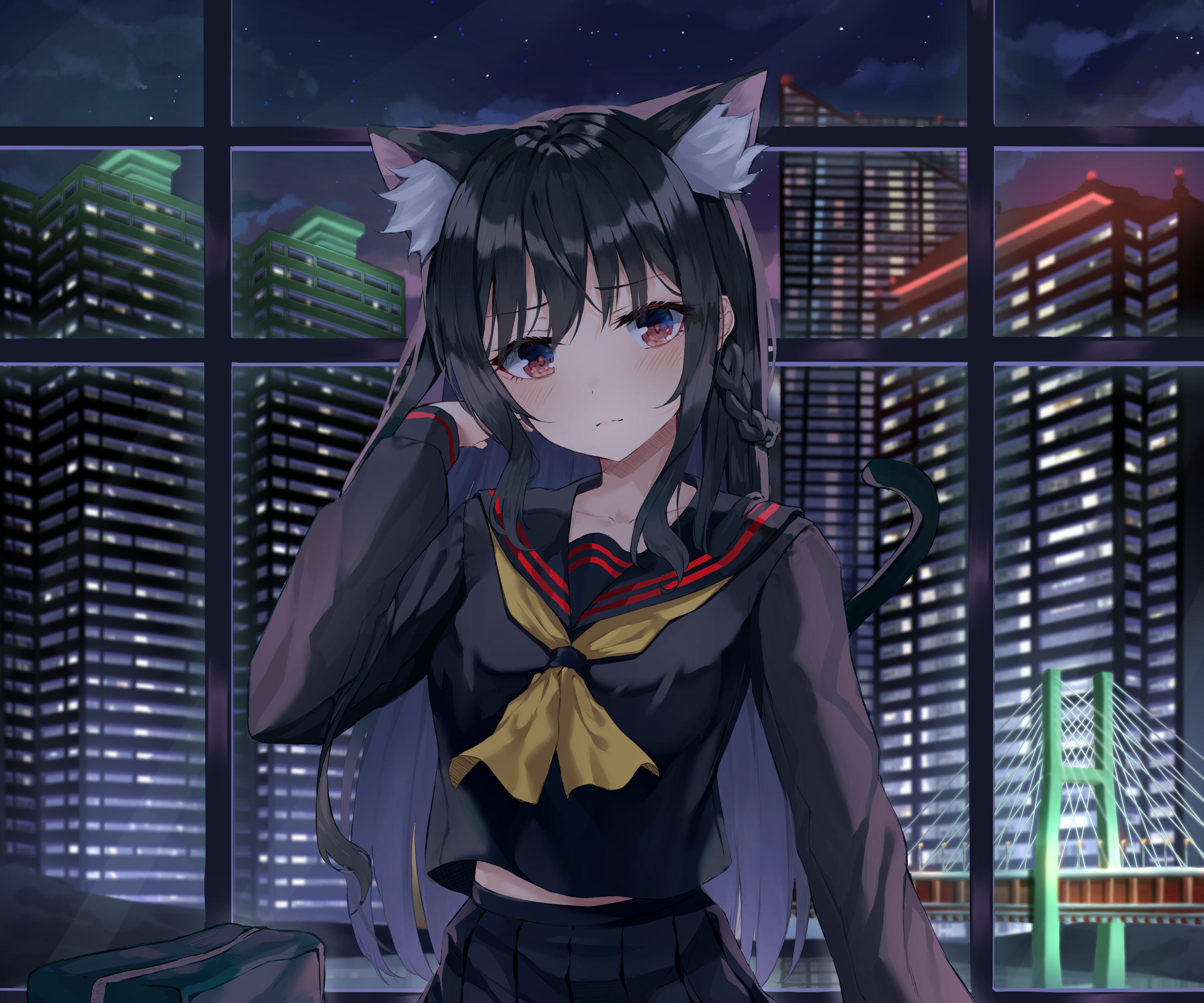 Free download wallpaper Anime, Girl, School Uniform, Animal Ears on your PC desktop