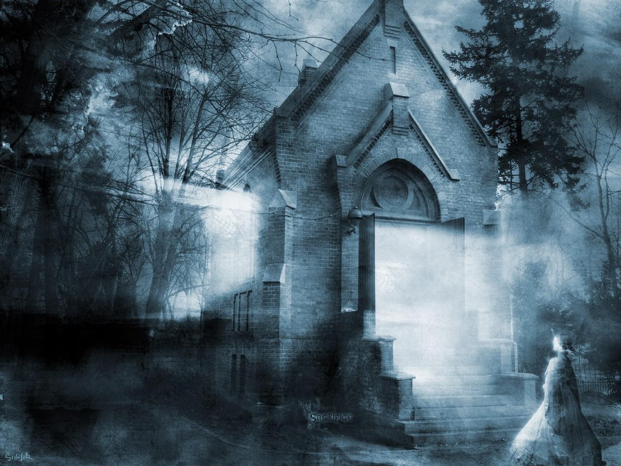 1437528壁紙のダウンロード暗い, 幽霊, 教会, 霧-スクリーンセーバーと写真を無料で