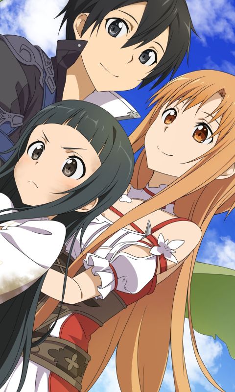 Handy-Wallpaper Animes, Asuna Yuuki, Sword Art Online, Kirito (Schwertkunst Online), Yui (Schwertkunst Online) kostenlos herunterladen.