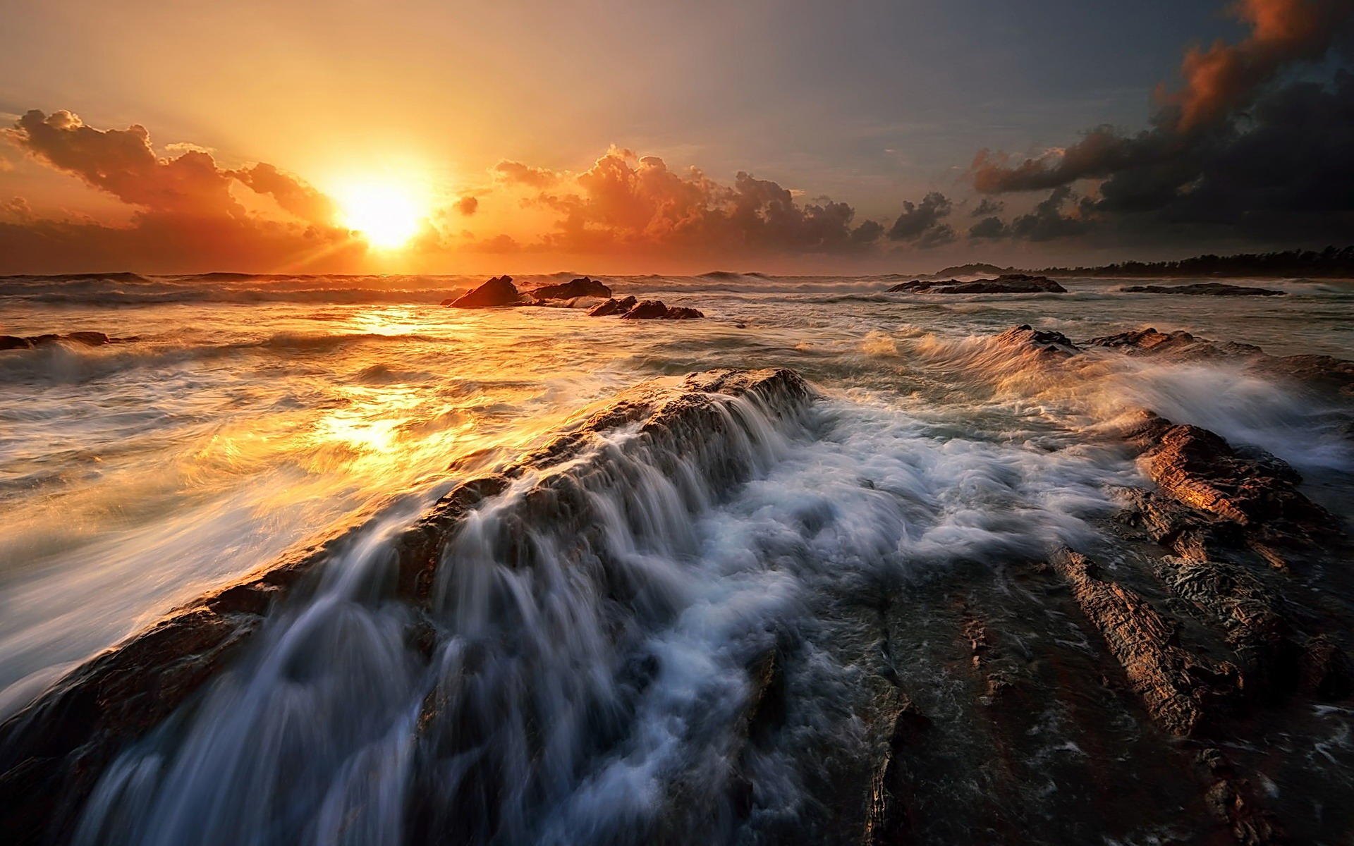 Descarga gratuita de fondo de pantalla para móvil de Mar, Horizonte, Océano, Atardecer, Tierra/naturaleza.