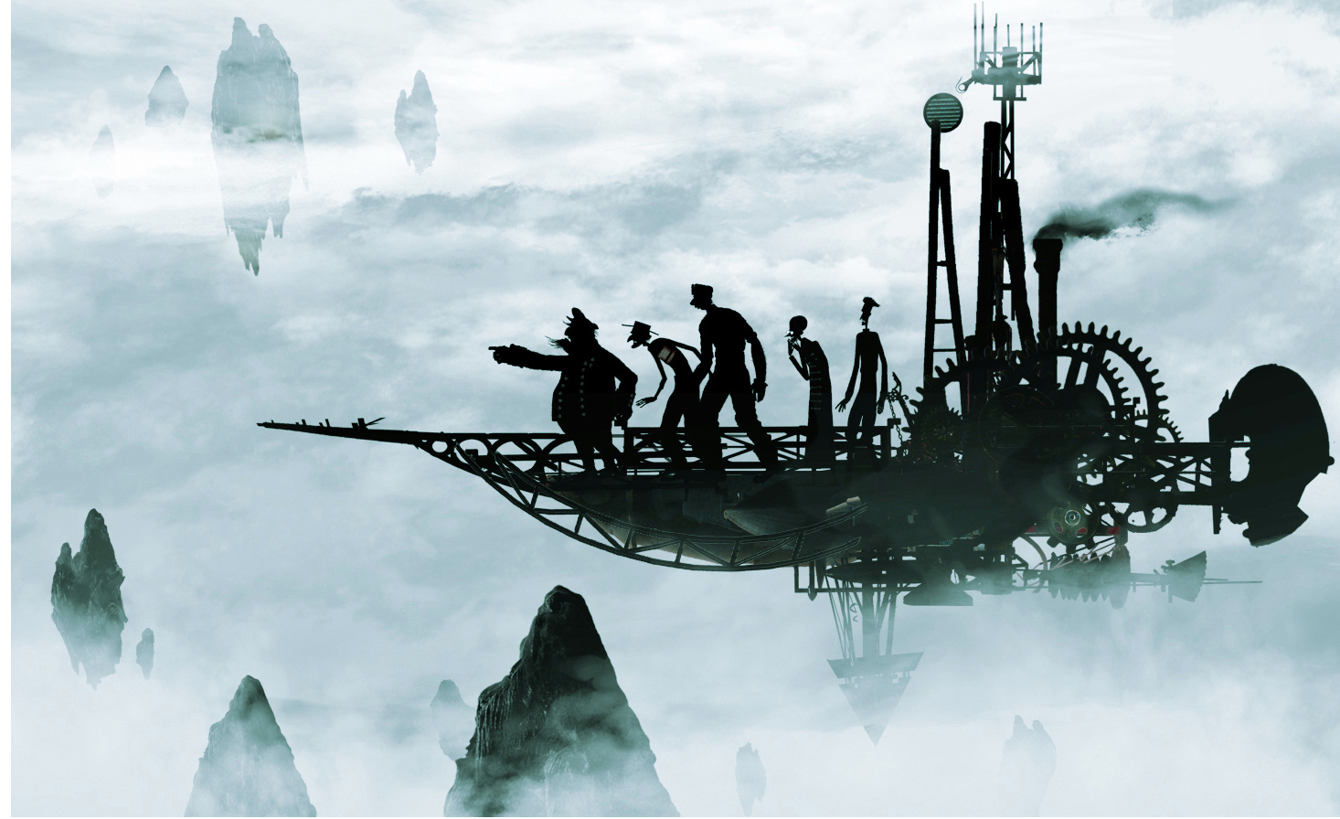1076857 Hintergrundbild herunterladen science fiction, steampunk, flugzeug, nebel - Bildschirmschoner und Bilder kostenlos