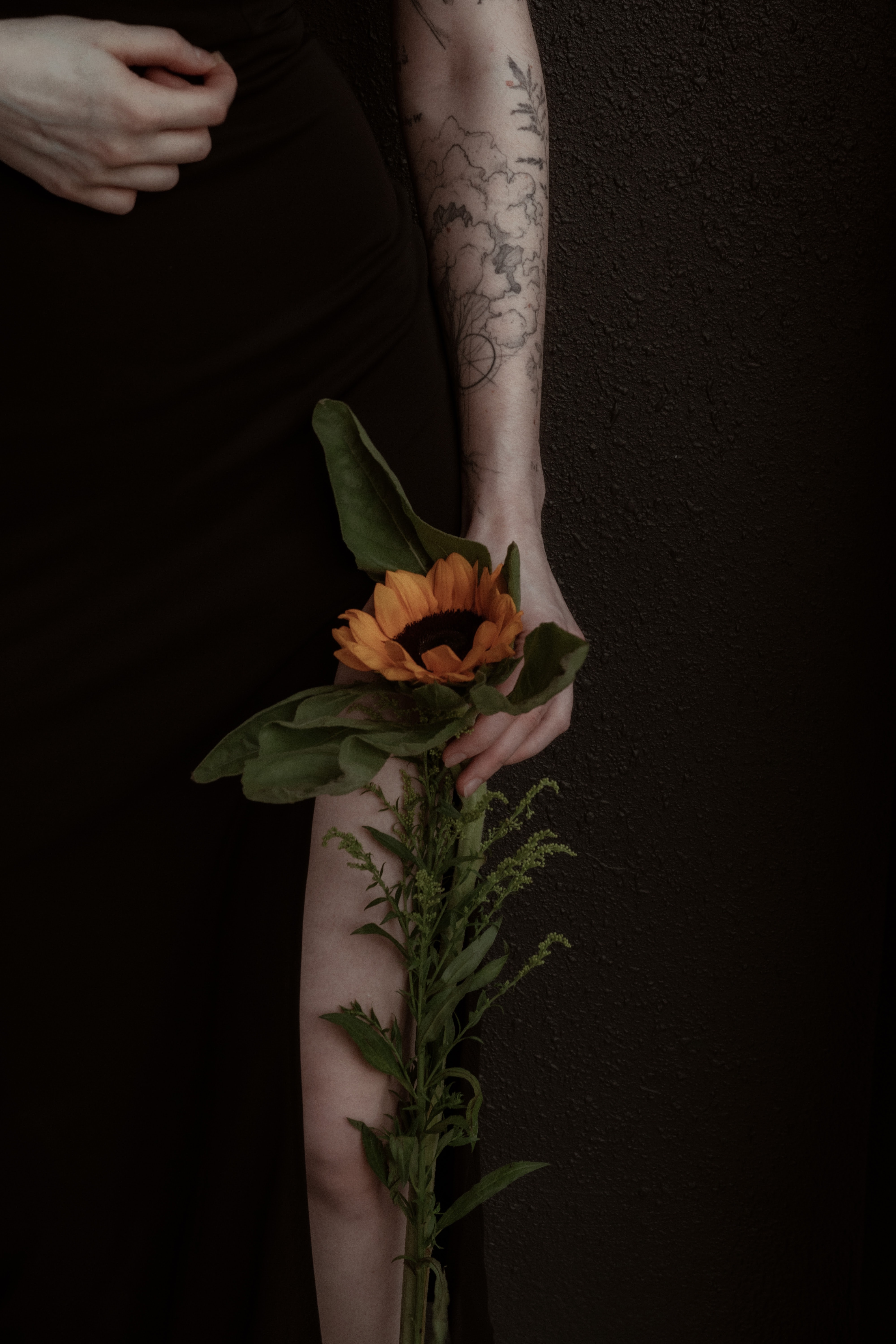 sunflower, hand, girl, miscellaneous, flower, miscellanea, tattoo