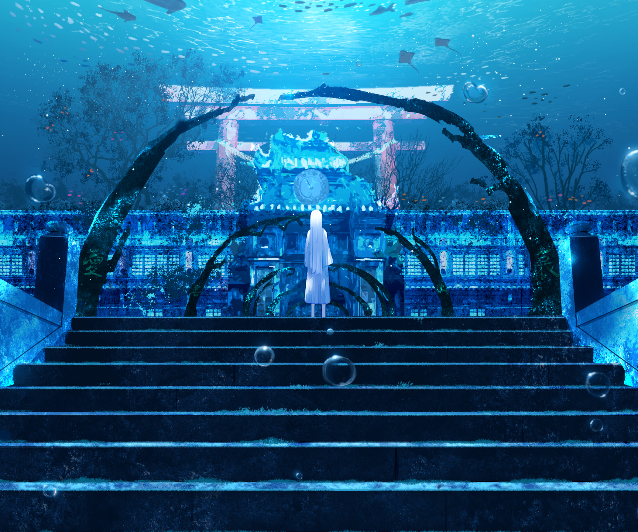 Download mobile wallpaper Anime, Girl, Underwater for free.