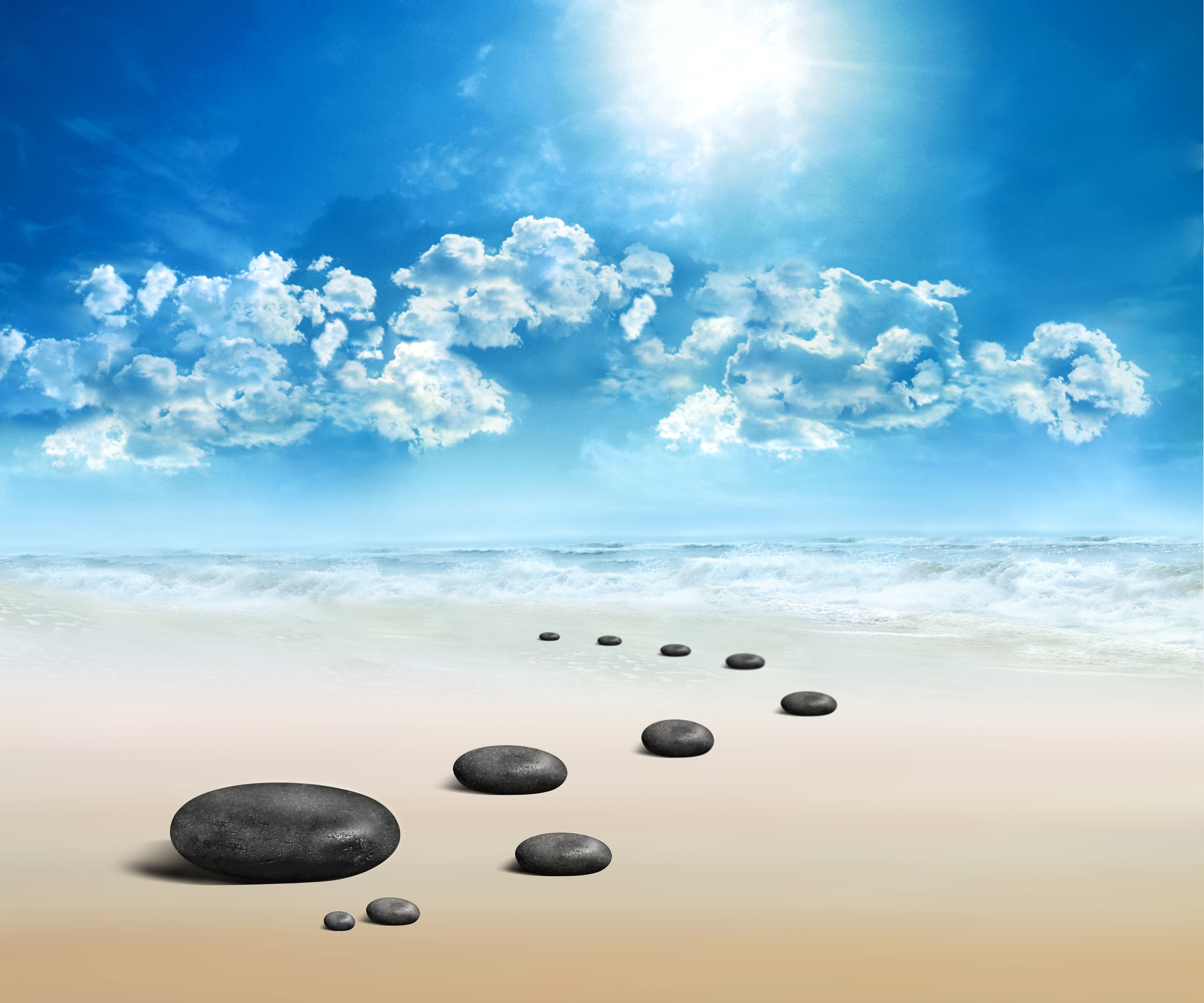 Free download wallpaper Horizon, Ocean, Stone, Artistic, Cloud on your PC desktop
