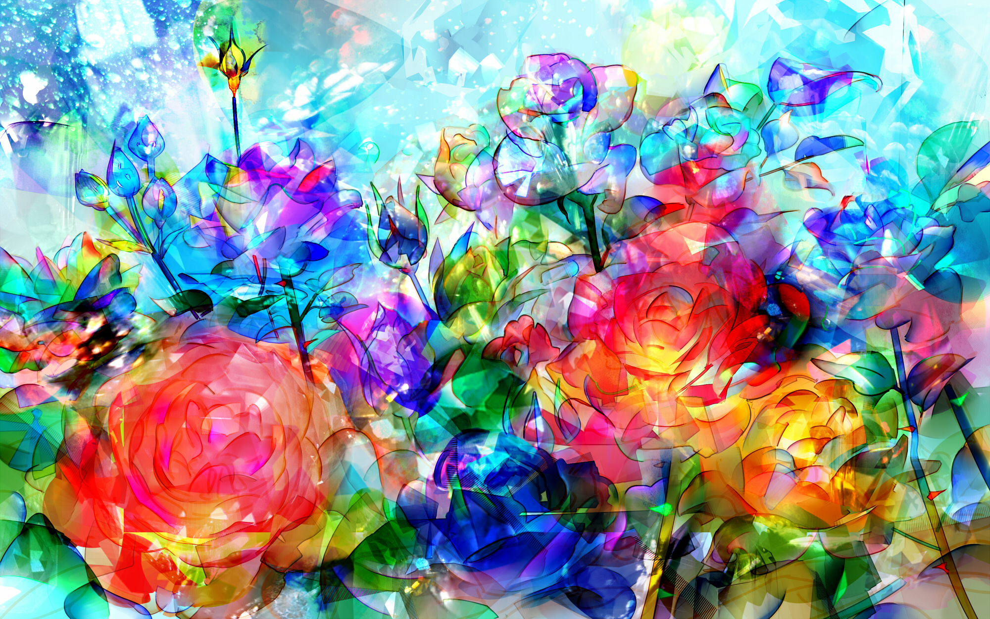 Descarga gratuita de fondo de pantalla para móvil de Flores, Flor, Pintura, Vistoso, Artístico.
