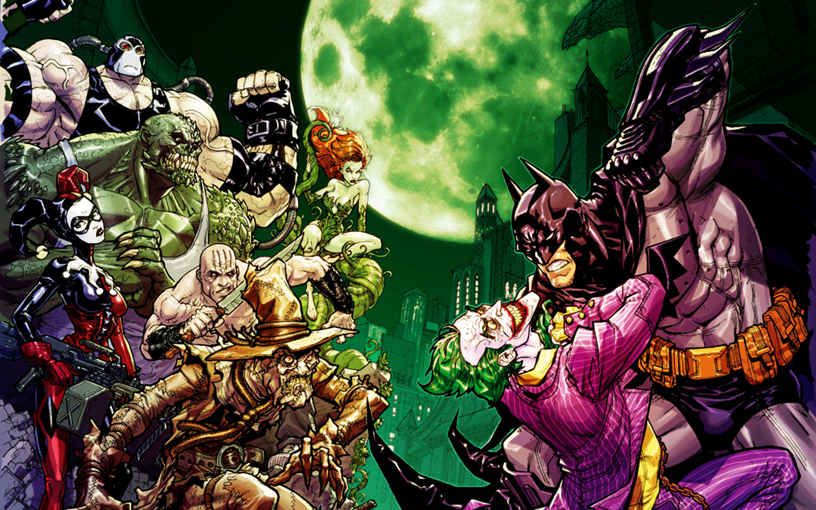 Handy-Wallpaper Bane (Dc Comics), Giftiger Efeu, Vogelscheuche (Batman), Batman: Arkham Asylum, Batman, Harley Quinn, Joker, Computerspiele kostenlos herunterladen.
