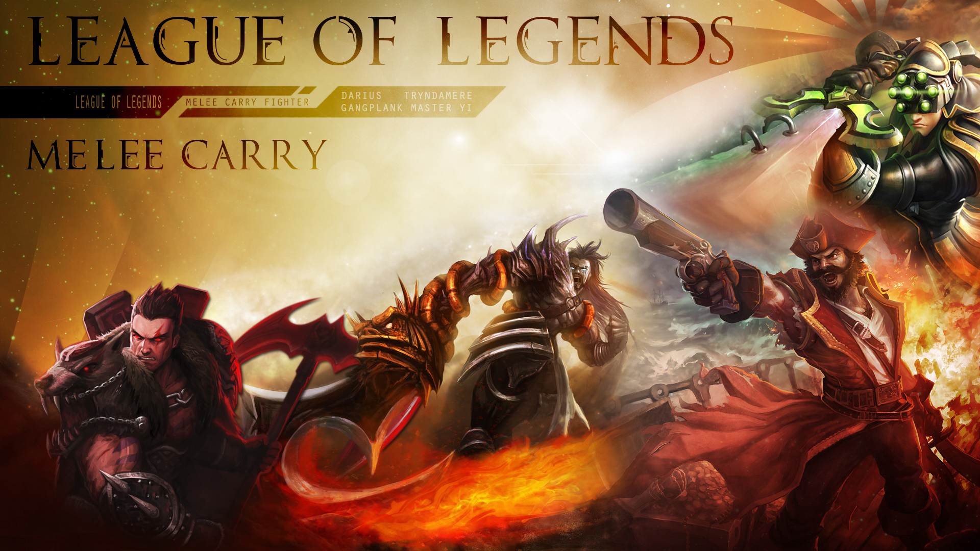 video game, league of legends, darius (league of legends), gangplank (league of legends), master yi (league of legends), melee, tryndamere (league of legends)