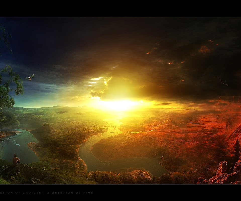 mystical, fantasy, sunrise, landscape