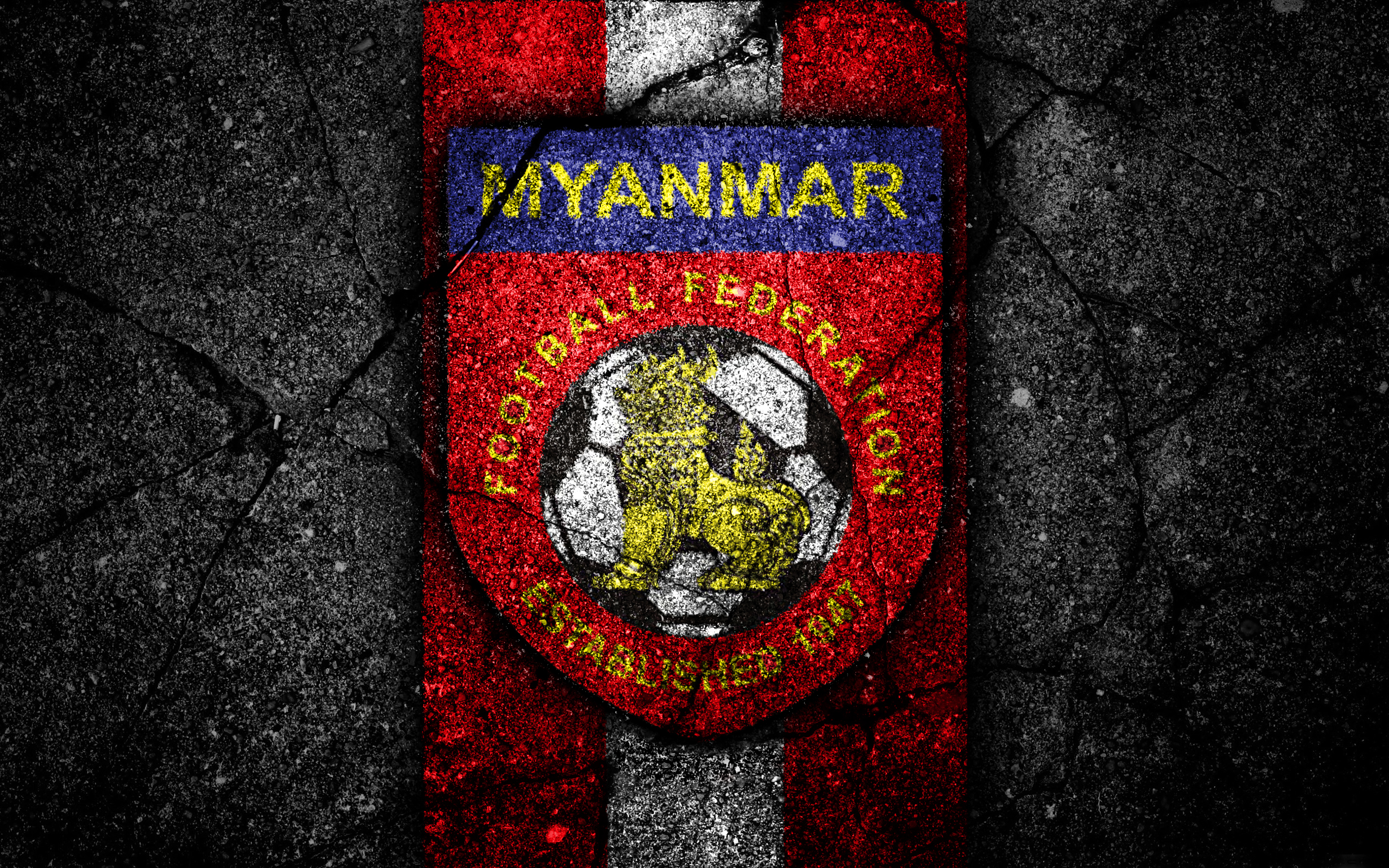 1531419 Hintergrundbild herunterladen sport, myanmarische fußballnationalmannschaft, emblem, logo, burma, fußball - Bildschirmschoner und Bilder kostenlos