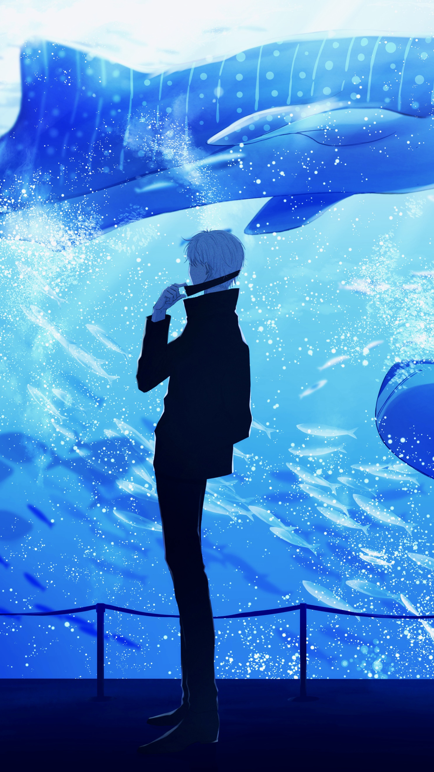 Download mobile wallpaper Anime, Aquarium, White Hair, Satoru Gojo, Jujutsu Kaisen for free.