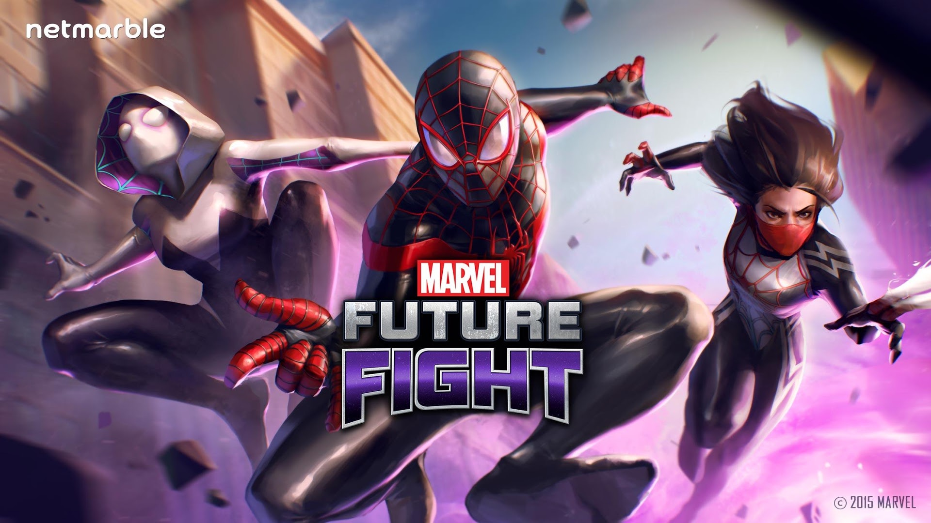 video game, marvel: future fight, miles morales, spider girl, spider gwen