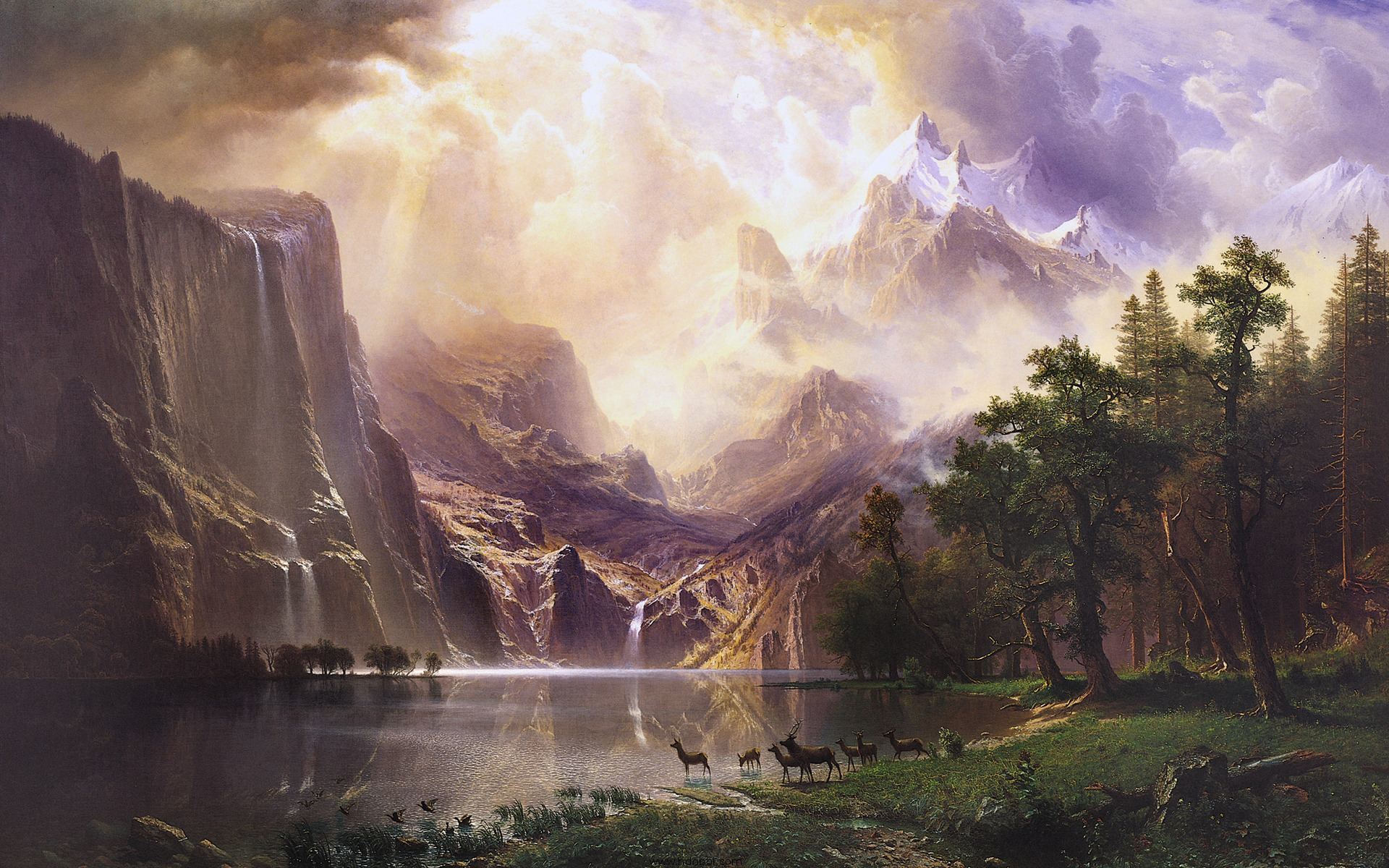 Free download wallpaper Landscape, Lakes, Mountains, Fantasy on your PC desktop
