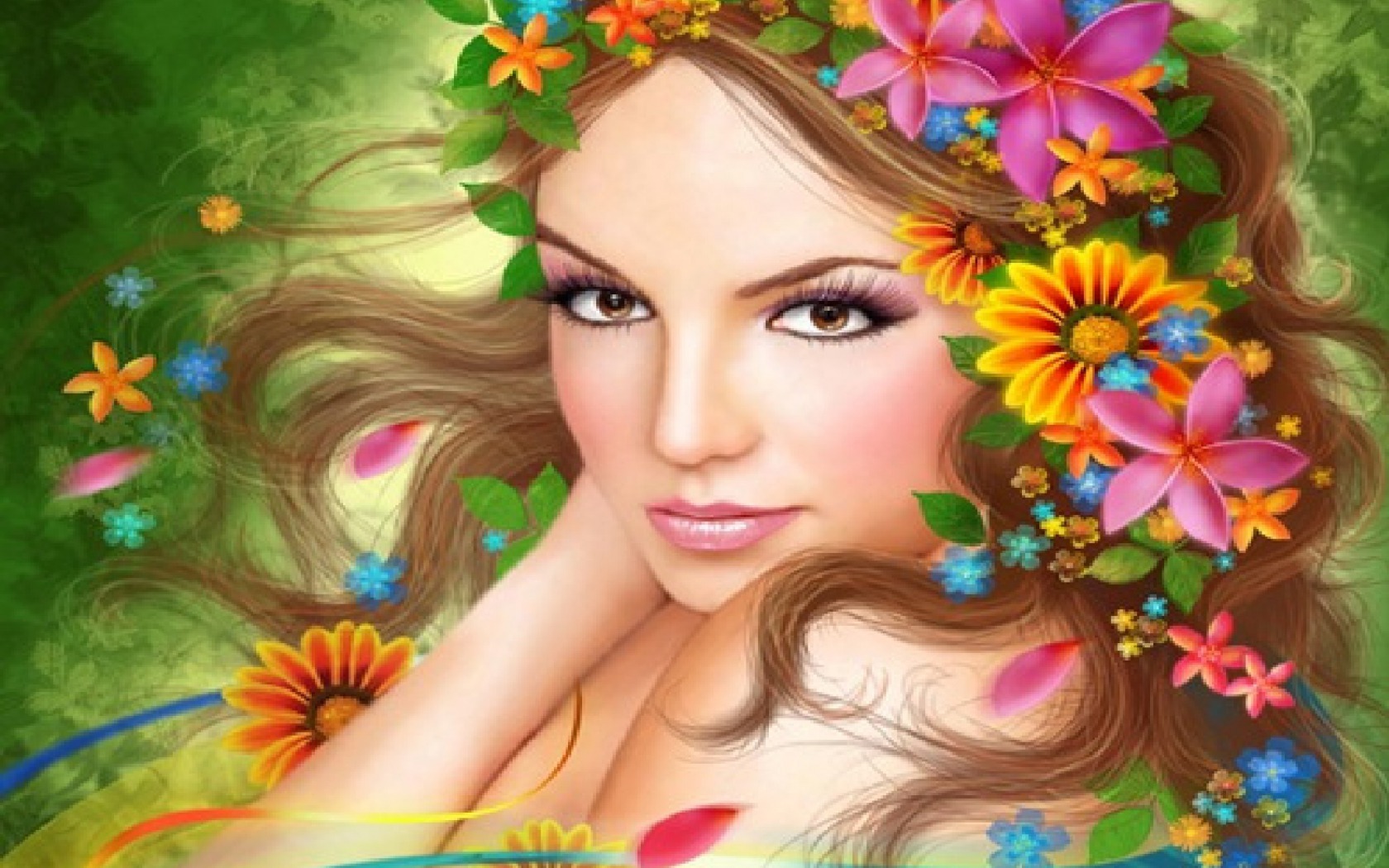 Free download wallpaper Fantasy, Flower, Colorful, Women on your PC desktop