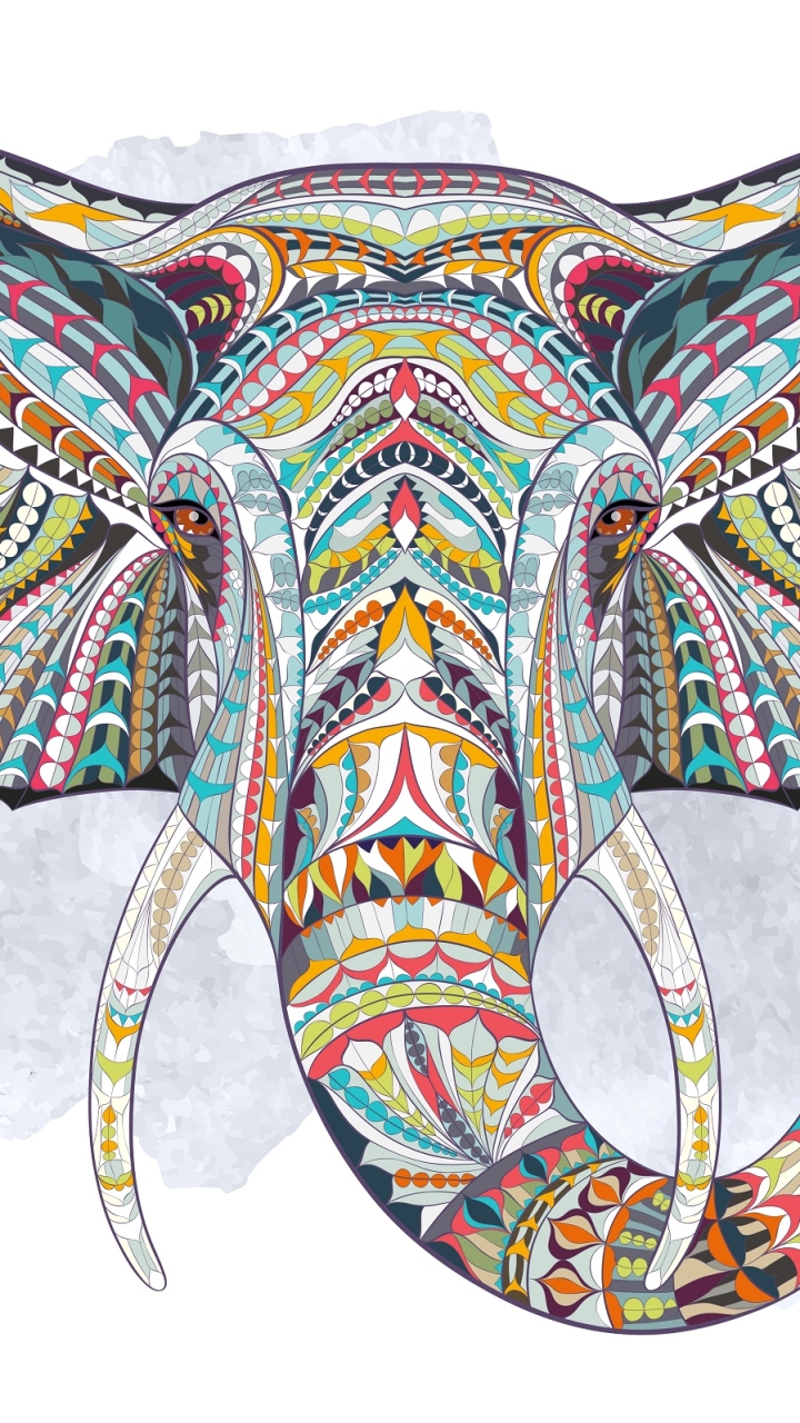 Handy-Wallpaper Tiere, Bunt, Elefant, Künstlerisch kostenlos herunterladen.