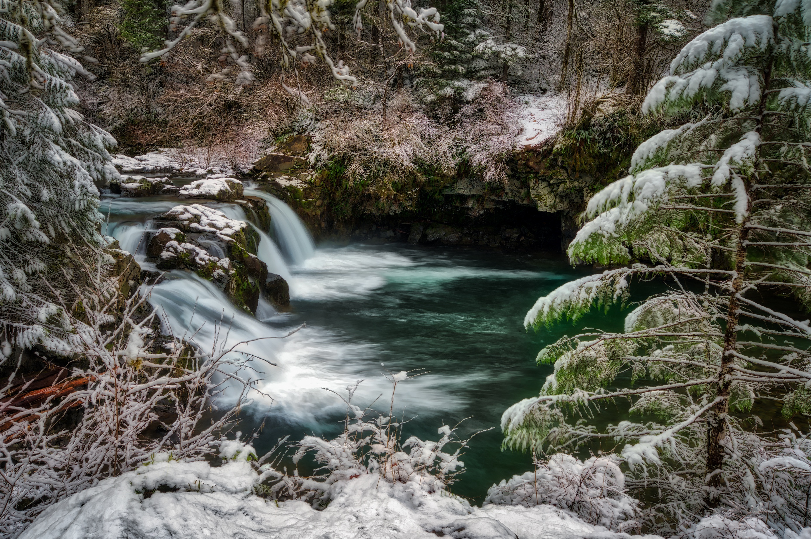 Handy-Wallpaper Winter, Schnee, Wald, Fluss, Frost, Erde/natur kostenlos herunterladen.