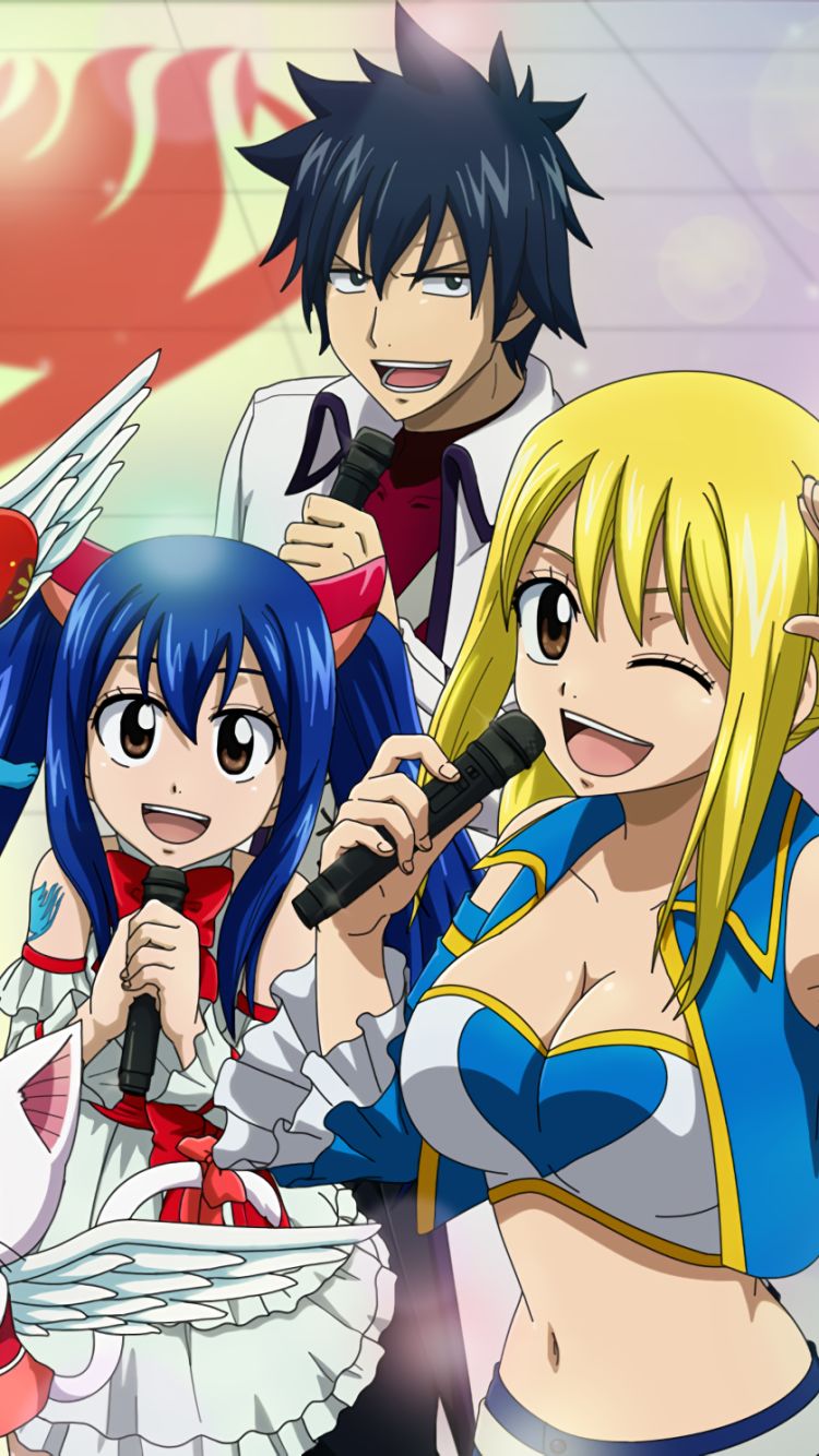 Download mobile wallpaper Anime, Fairy Tail, Lucy Heartfilia, Natsu Dragneel, Erza Scarlet, Gray Fullbuster, Happy (Fairy Tail), Charles (Fairy Tail), Wendy Marvell for free.