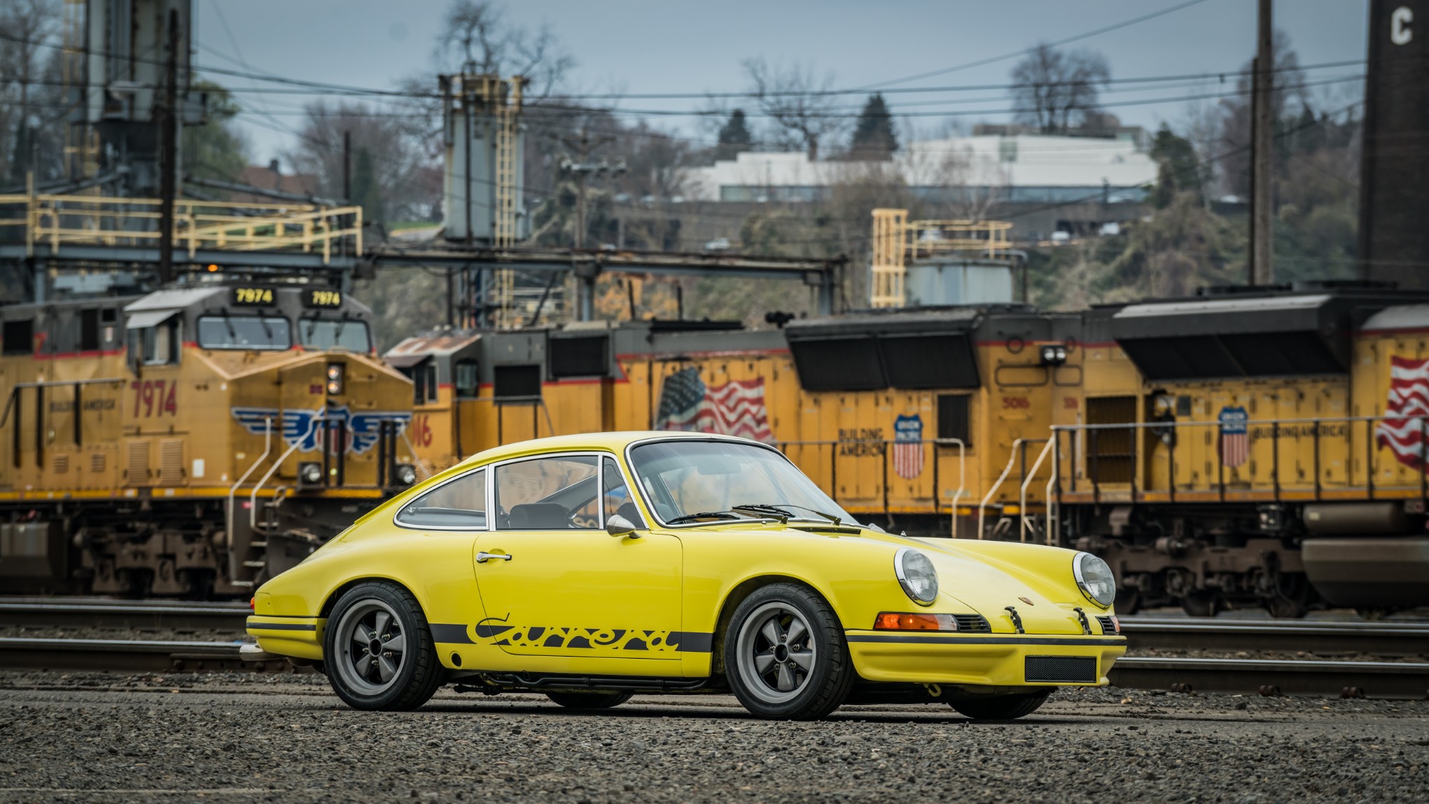 Download mobile wallpaper Porsche, Car, Old Car, Vehicles, Yellow Car, Porsche 911 Carrera T for free.