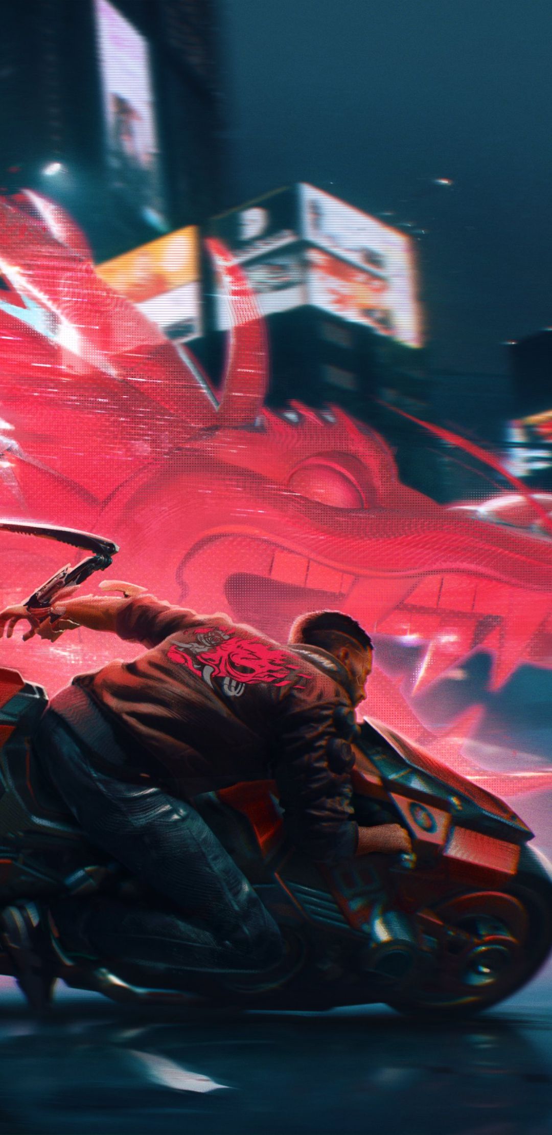 Download mobile wallpaper Dragon, Motorcycle, Cyborg, Video Game, Cyberpunk 2077 for free.