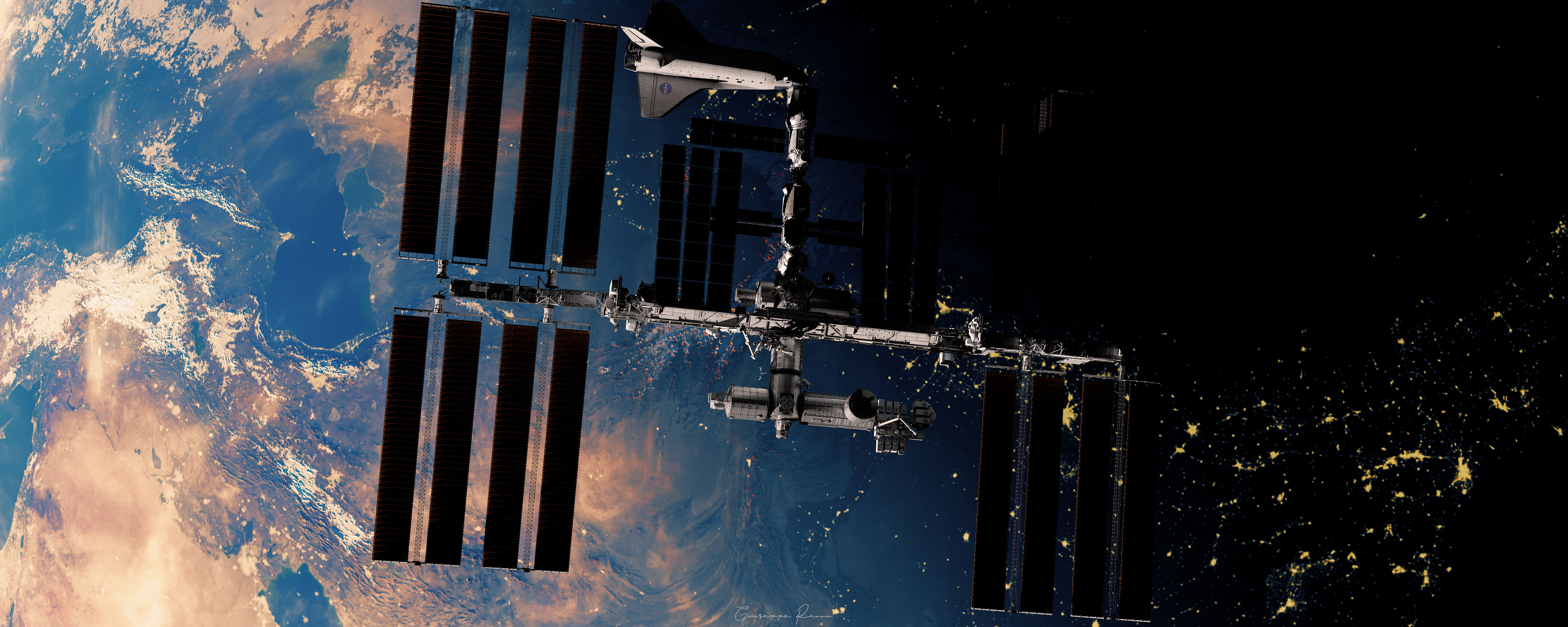 international space station, space station, man made, space shuttle