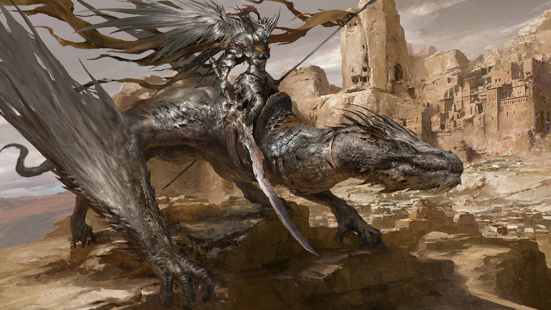 Free download wallpaper Fantasy, Dragon, Warrior, Armor on your PC desktop