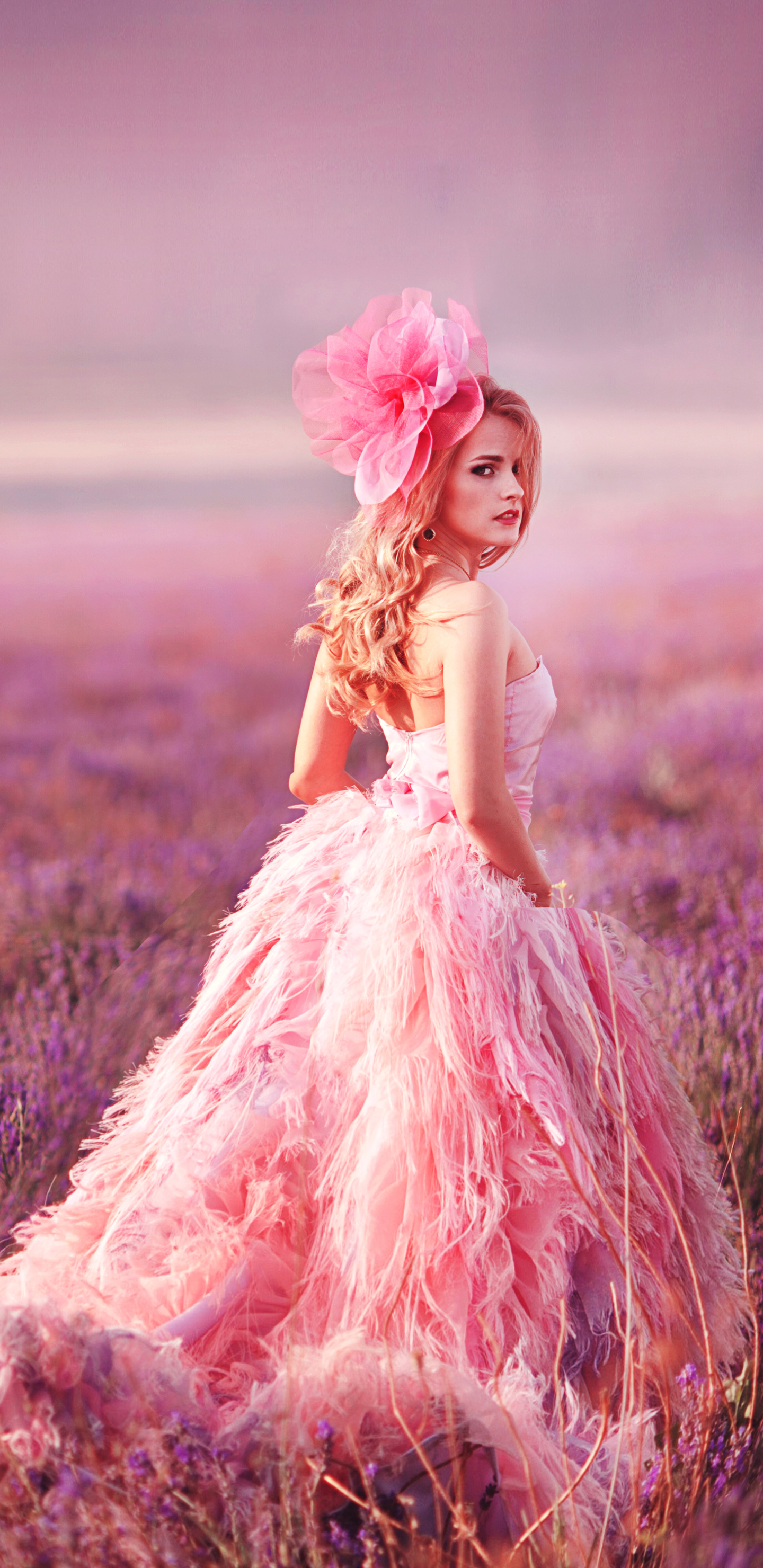 Download mobile wallpaper Blonde, Dress, Lavender, Model, Women for free.