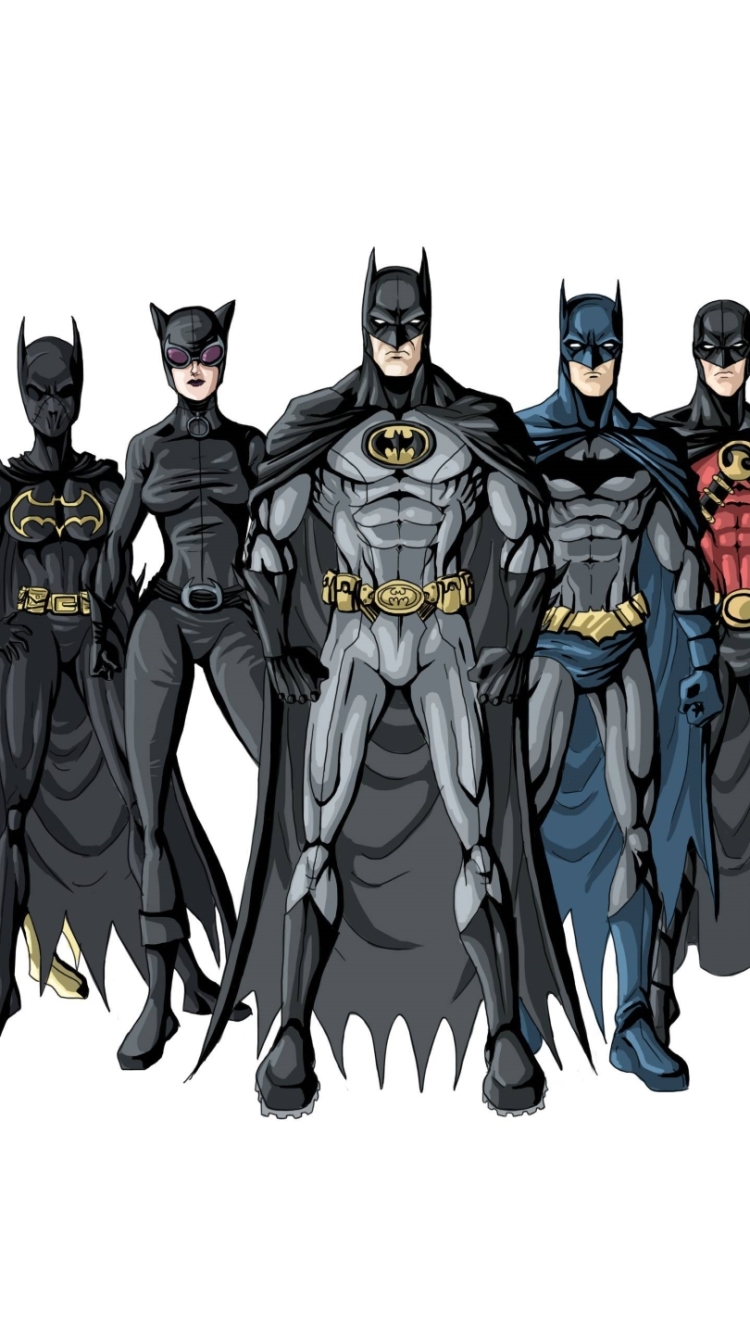 Descarga gratuita de fondo de pantalla para móvil de Historietas, The Batman, Hombre Murciélago, Gatúbela, Bati Chica, Robin Rojo.