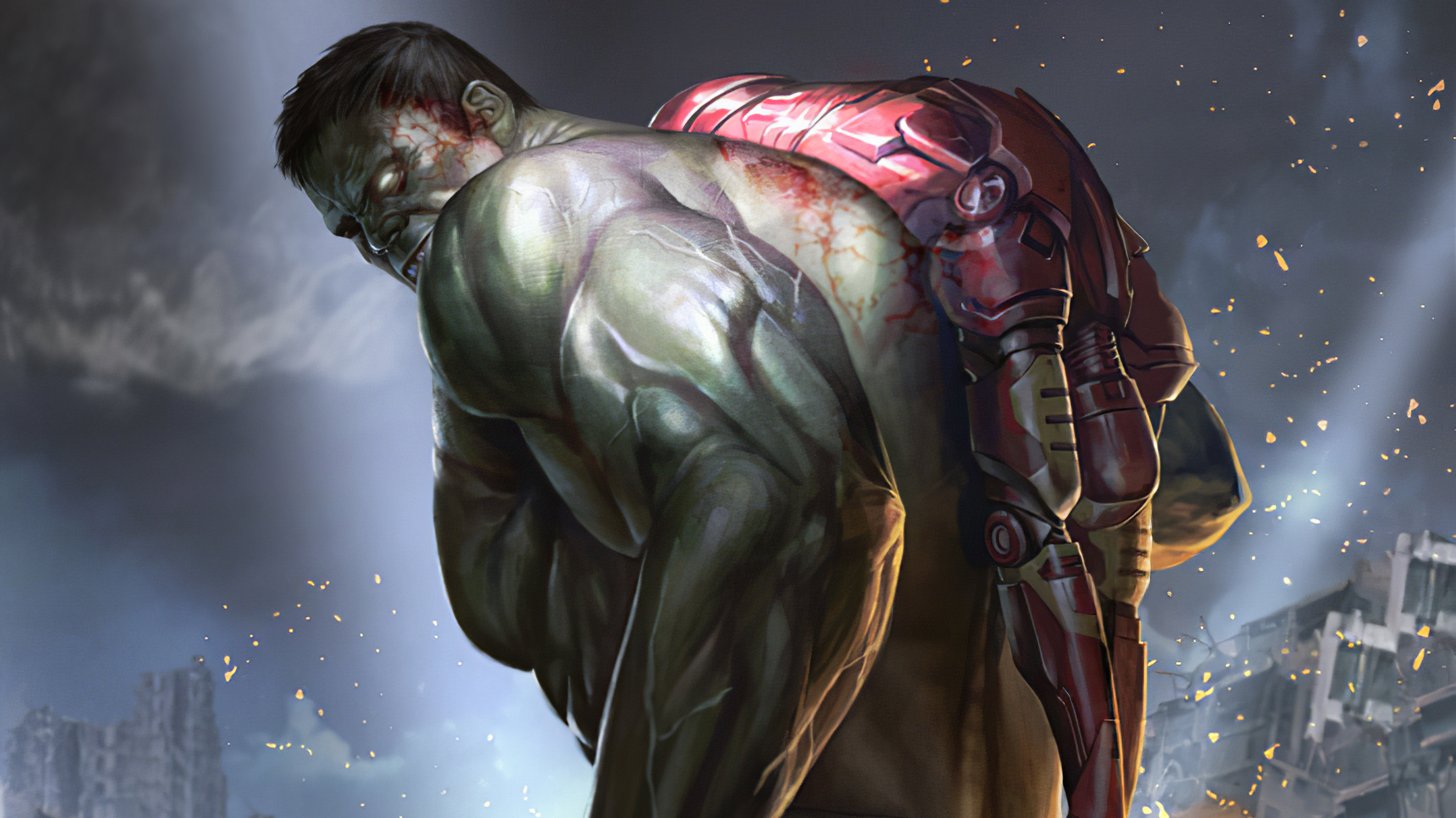 Handy-Wallpaper Hulk, Comics, Ironman kostenlos herunterladen.
