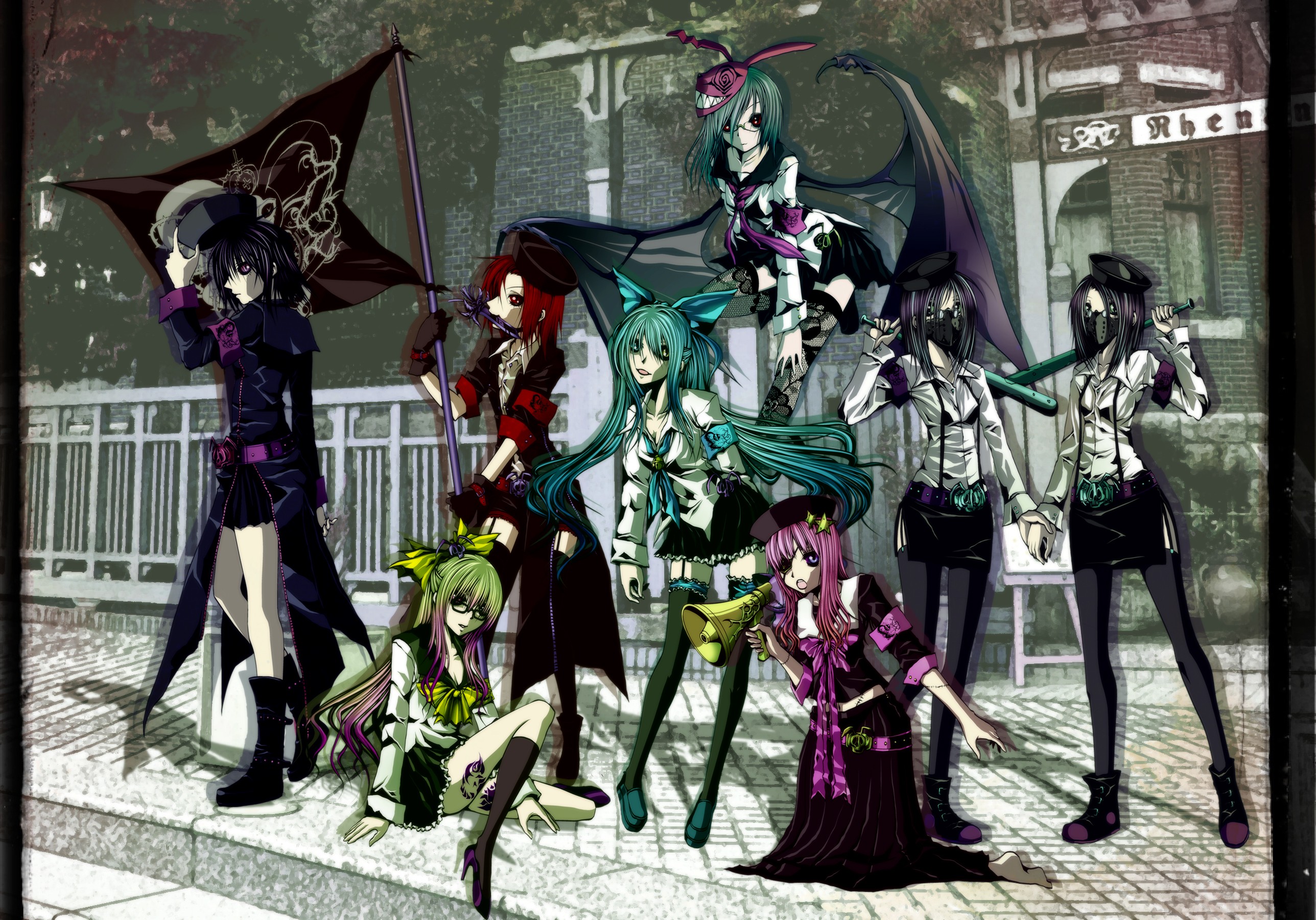 Laden Sie das Vocaloid, Gotisch, Hatsune Miku, Animes, Lukas Megurin, Rin Kagamine, Gumi (Vocaloid), Meiko (Vocaloid)-Bild kostenlos auf Ihren PC-Desktop herunter