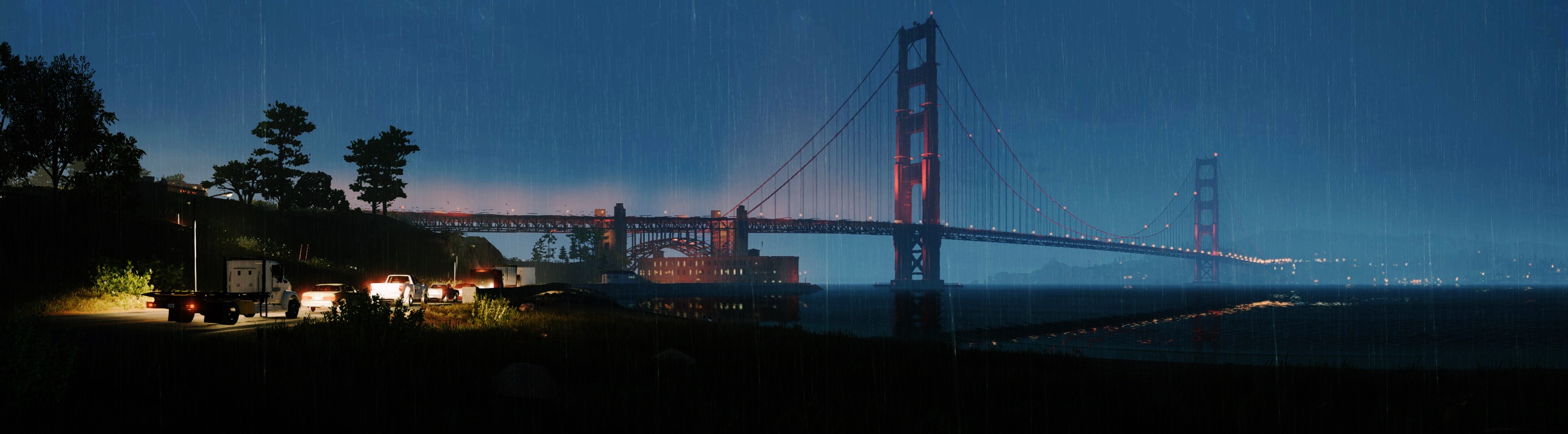 Free download wallpaper Rain, Golden Gate, Video Game, Watch Dogs 2 on your PC desktop