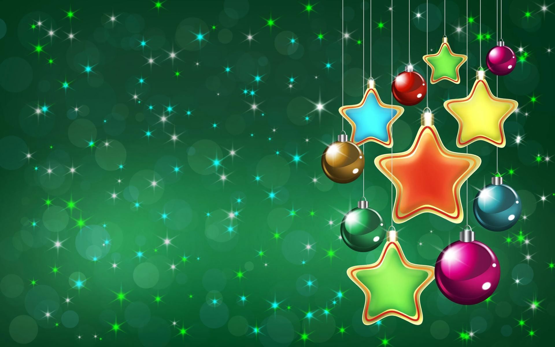 PCデスクトップに輝き, クリスマス, カラフル, 星, クリスマスオーナメント, ホリデー画像を無料でダウンロード