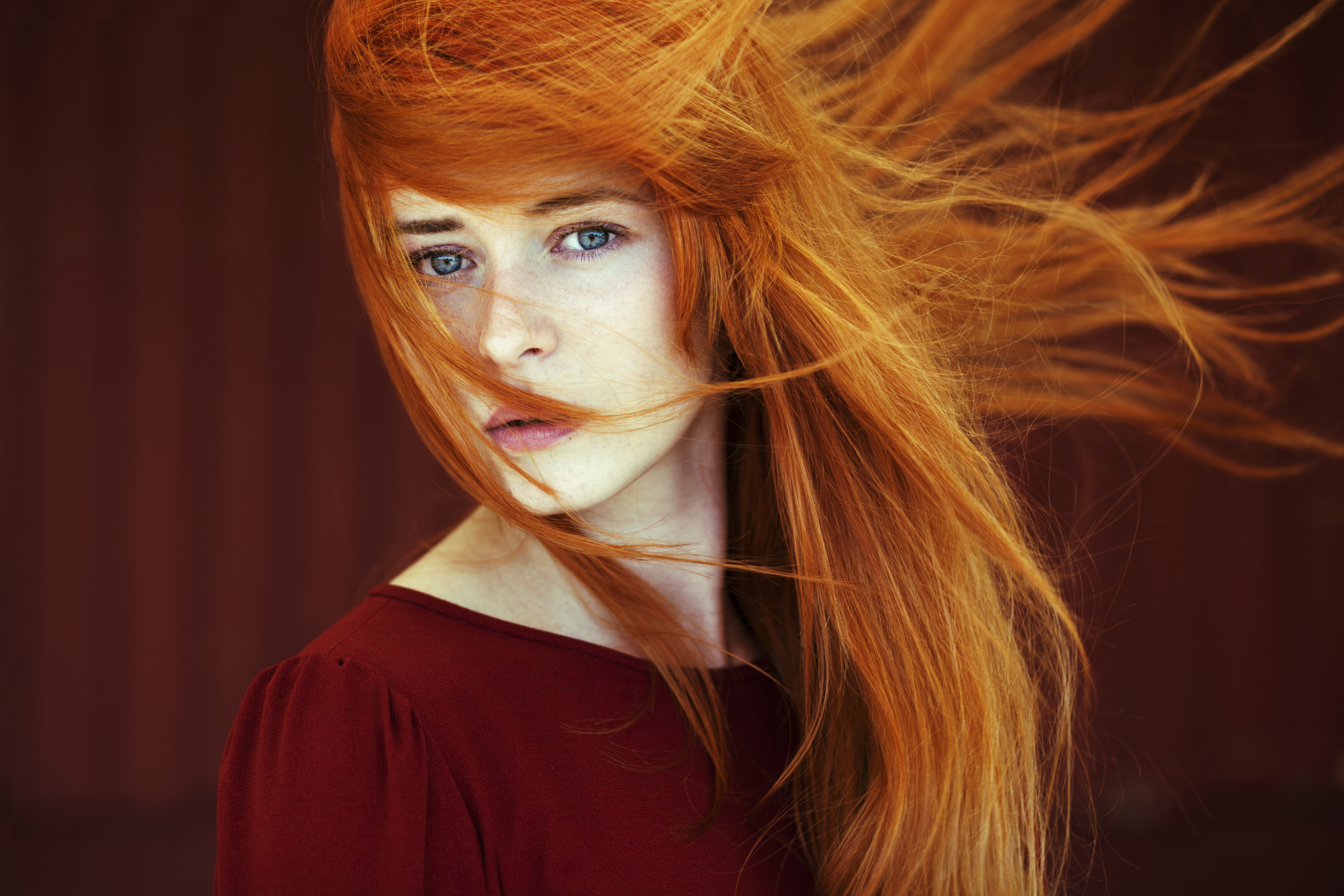 Download mobile wallpaper Redhead, Hair, Model, Women, Blue Eyes for free.