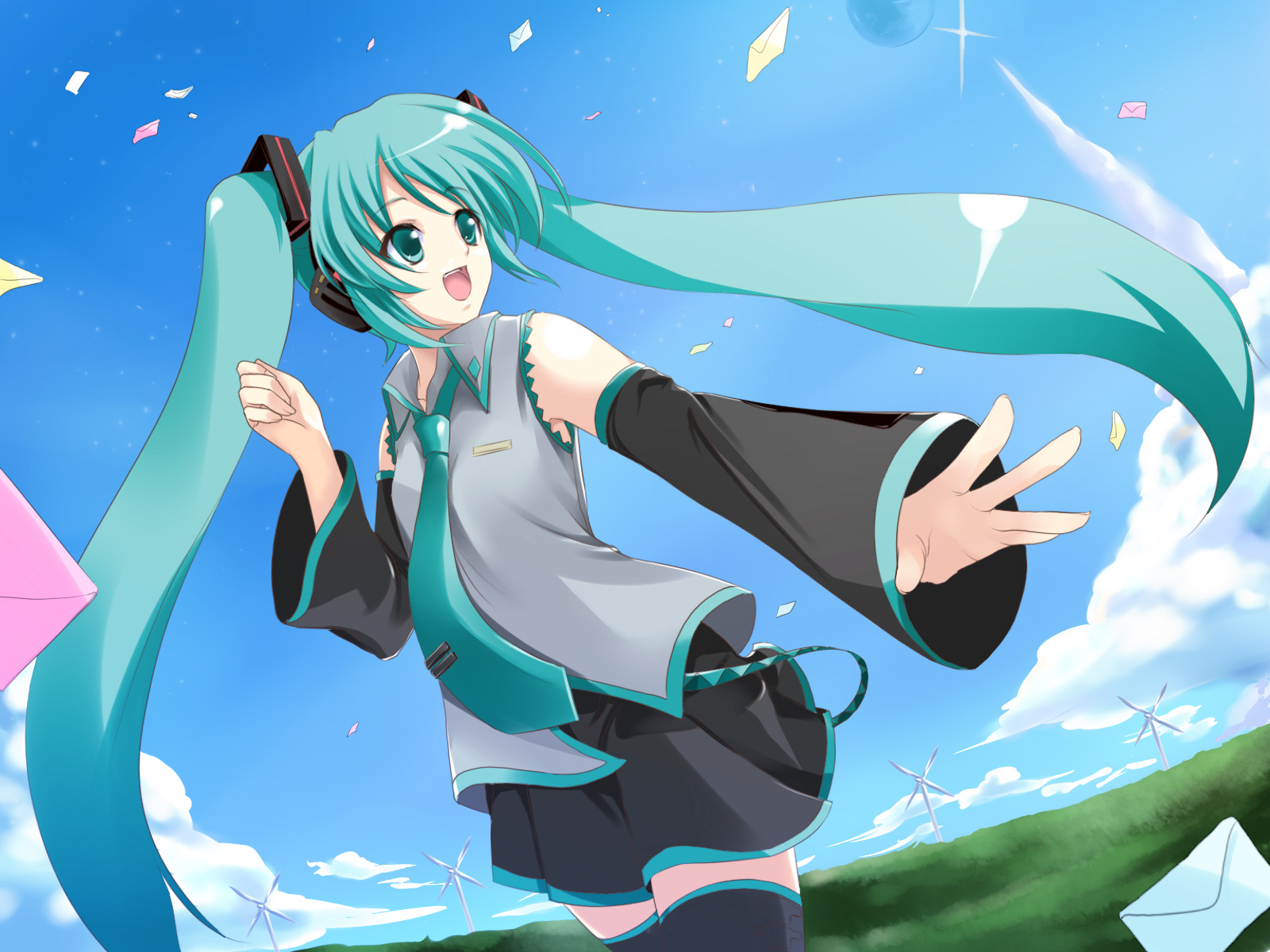 Download mobile wallpaper Vocaloid, Hatsune Miku, Sky, Anime for free.