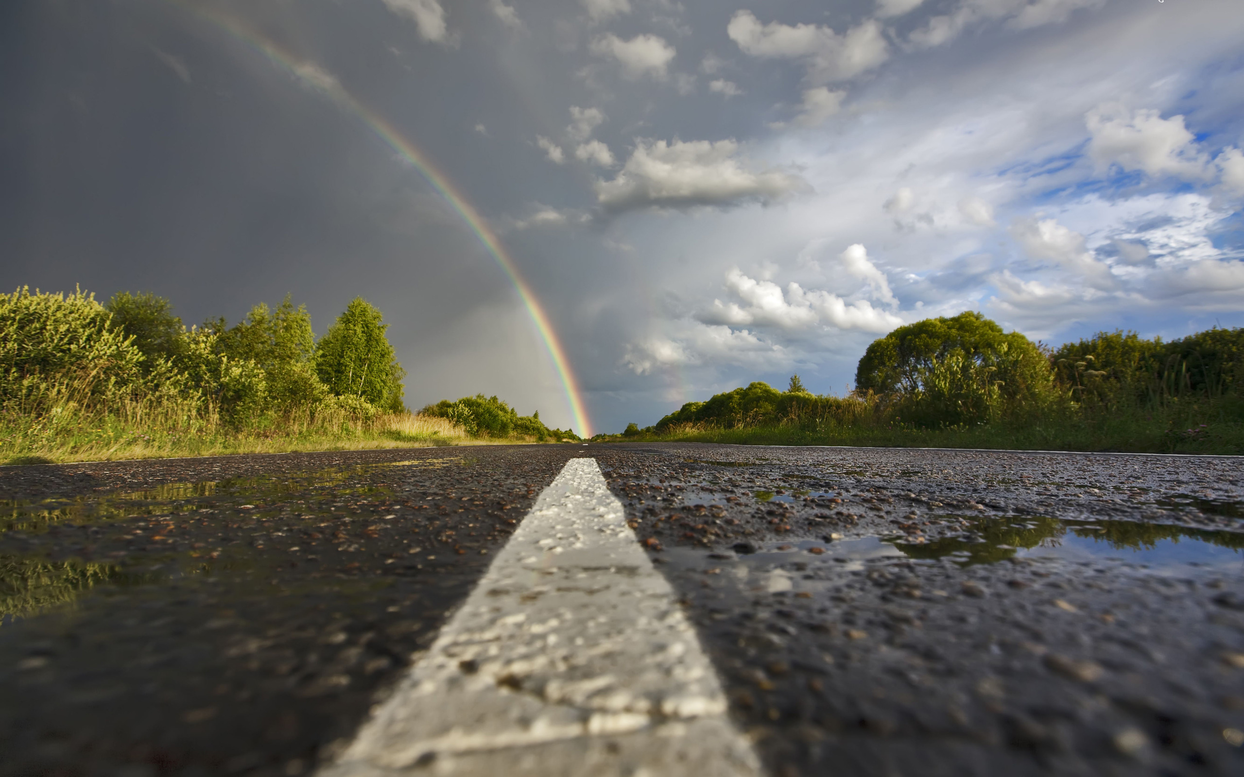 Download mobile wallpaper Rainbow, Road, Earth for free.