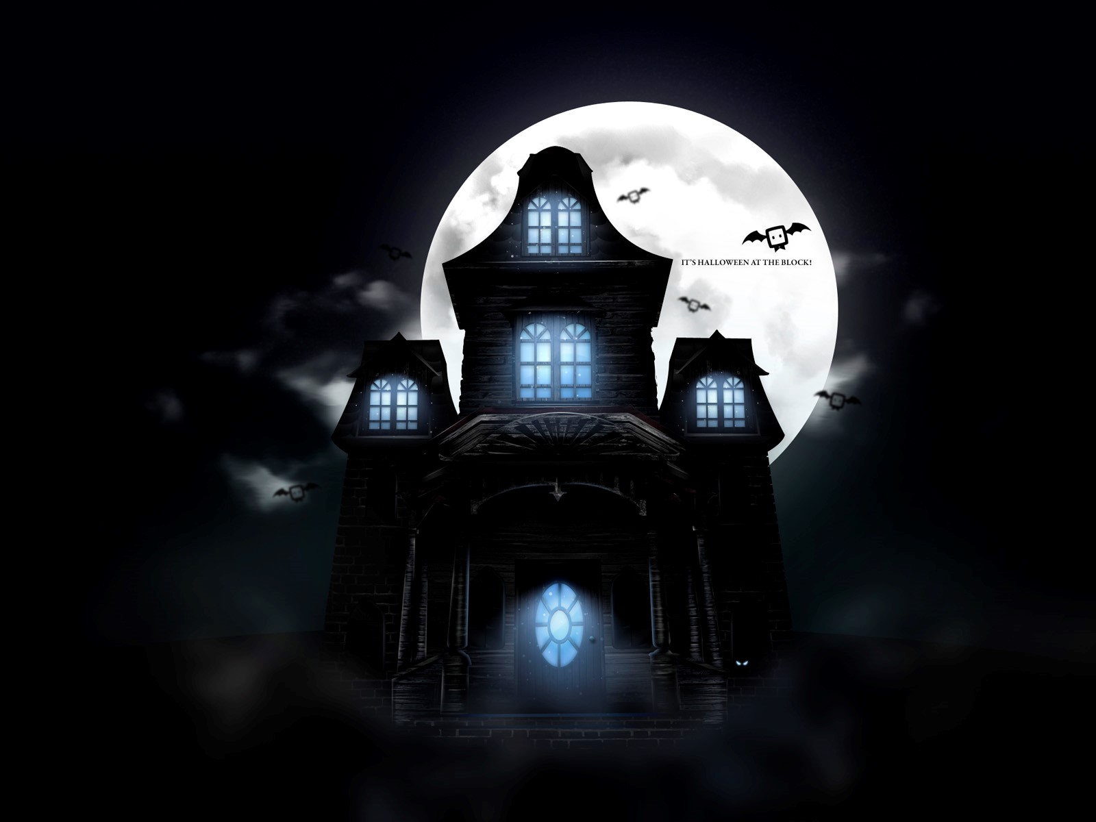 Free download wallpaper Halloween, Moon, Holiday, House, Haunted House on your PC desktop
