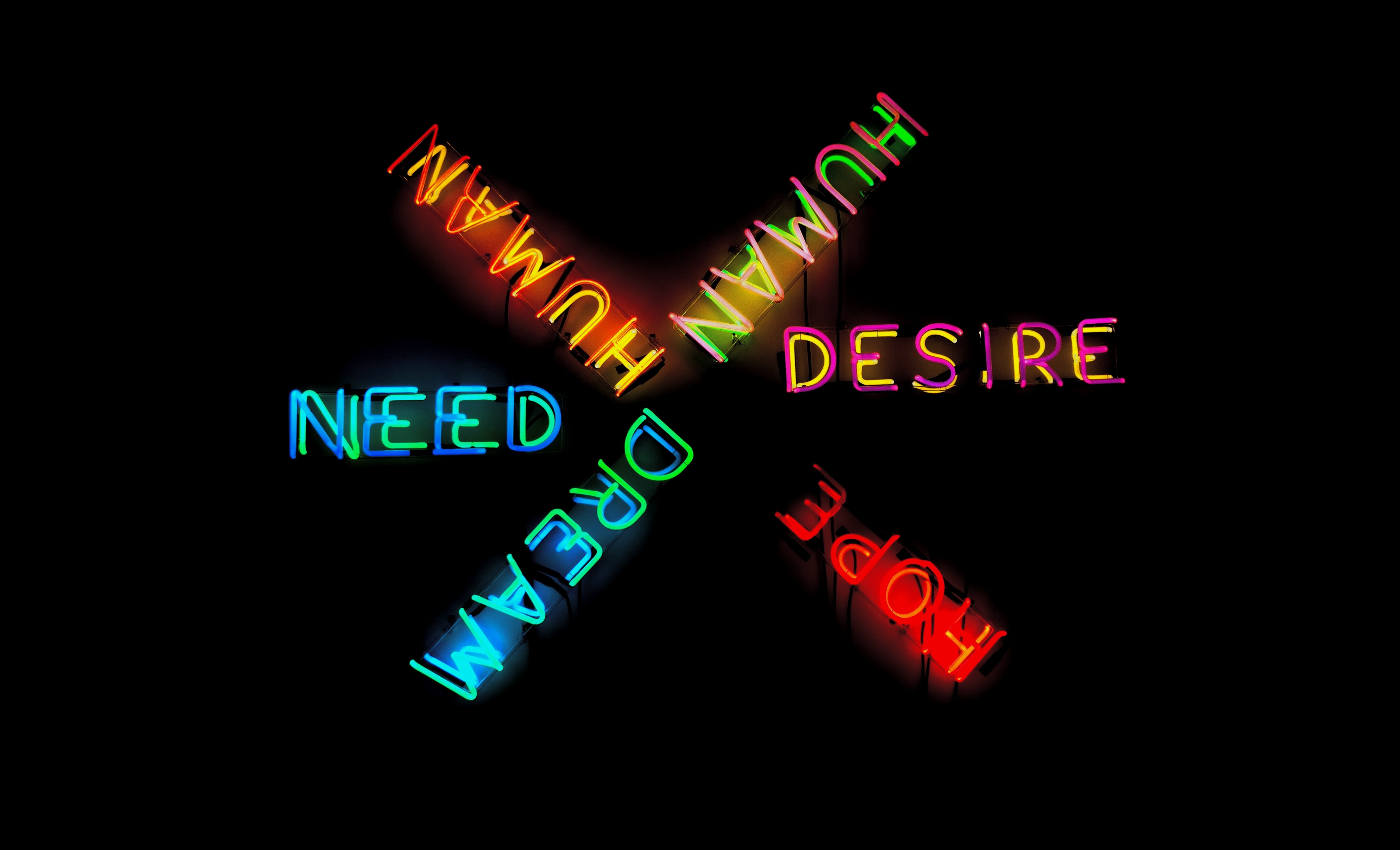 letters, neon, words, multicolored, motley, lettering, inscriptions