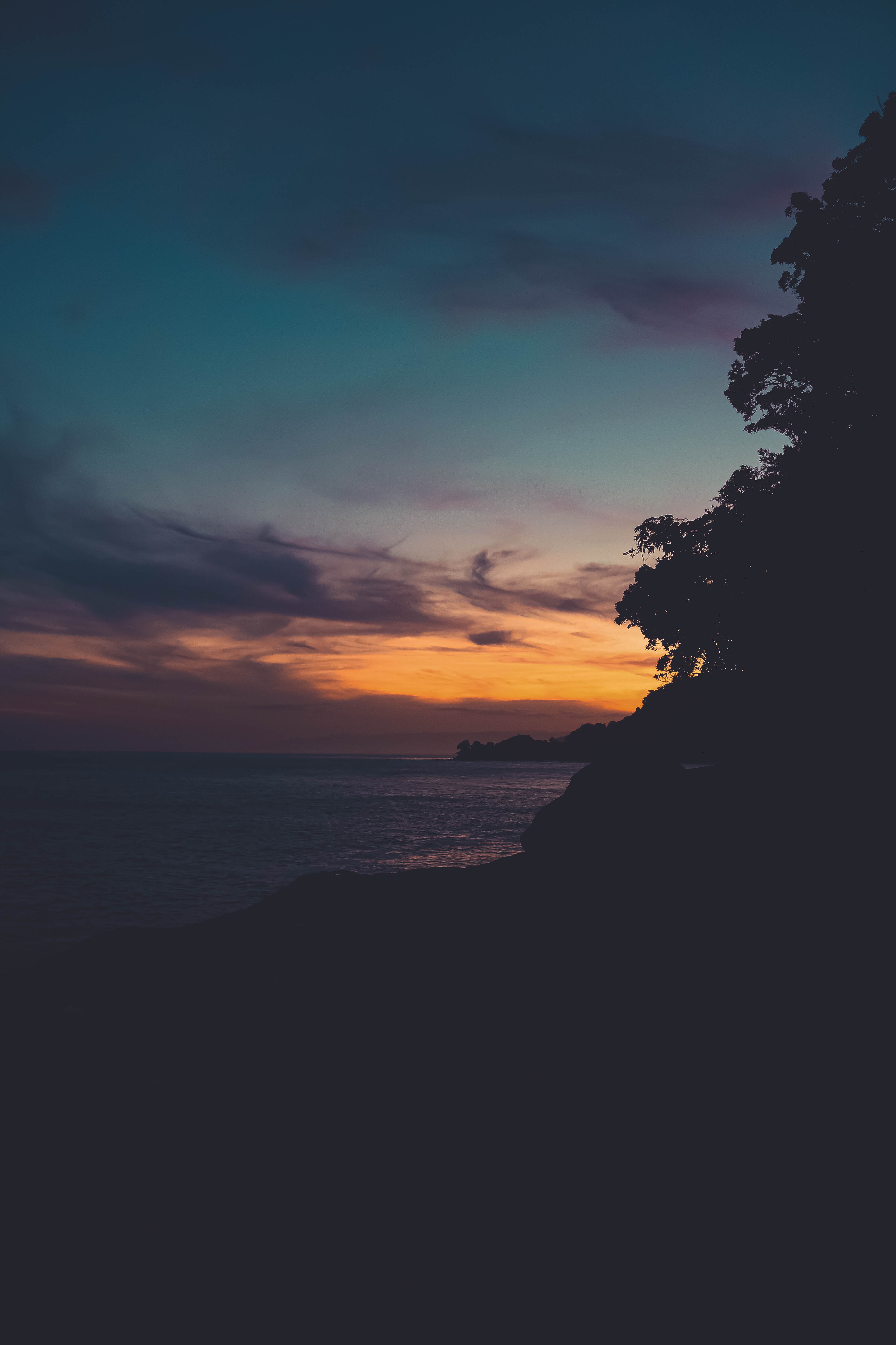 Download mobile wallpaper Horizon, Sunset, Nature, Dark for free.