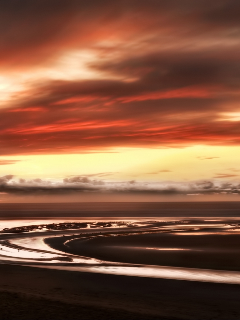 Download mobile wallpaper Sunset, Sky, Sea, Beach, Ocean, Sunrise, Earth, Cloud for free.
