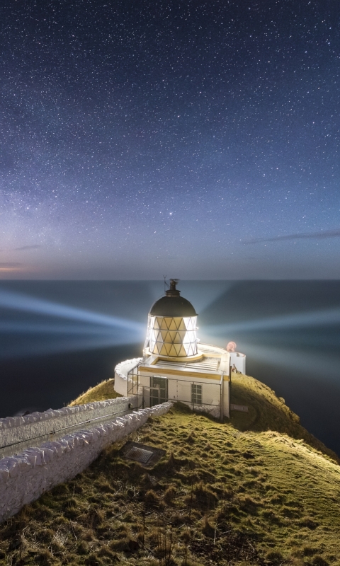 無料モバイル壁紙灯台, 海洋, 星空, 星, 夜, 空, マンメイドをダウンロードします。