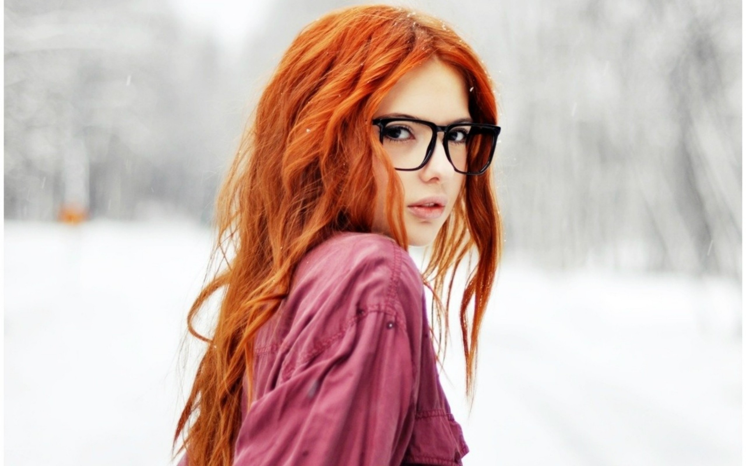 redhead, women, beautiful, eye, glasses