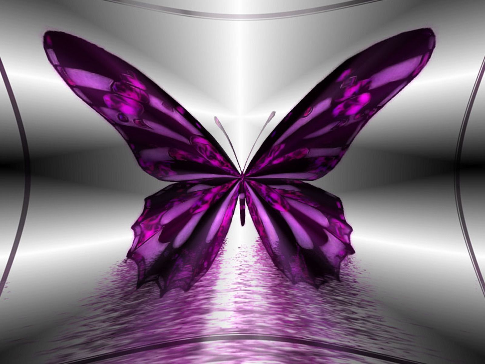 Download mobile wallpaper Reflection, Butterfly, Purple, Artistic for free.