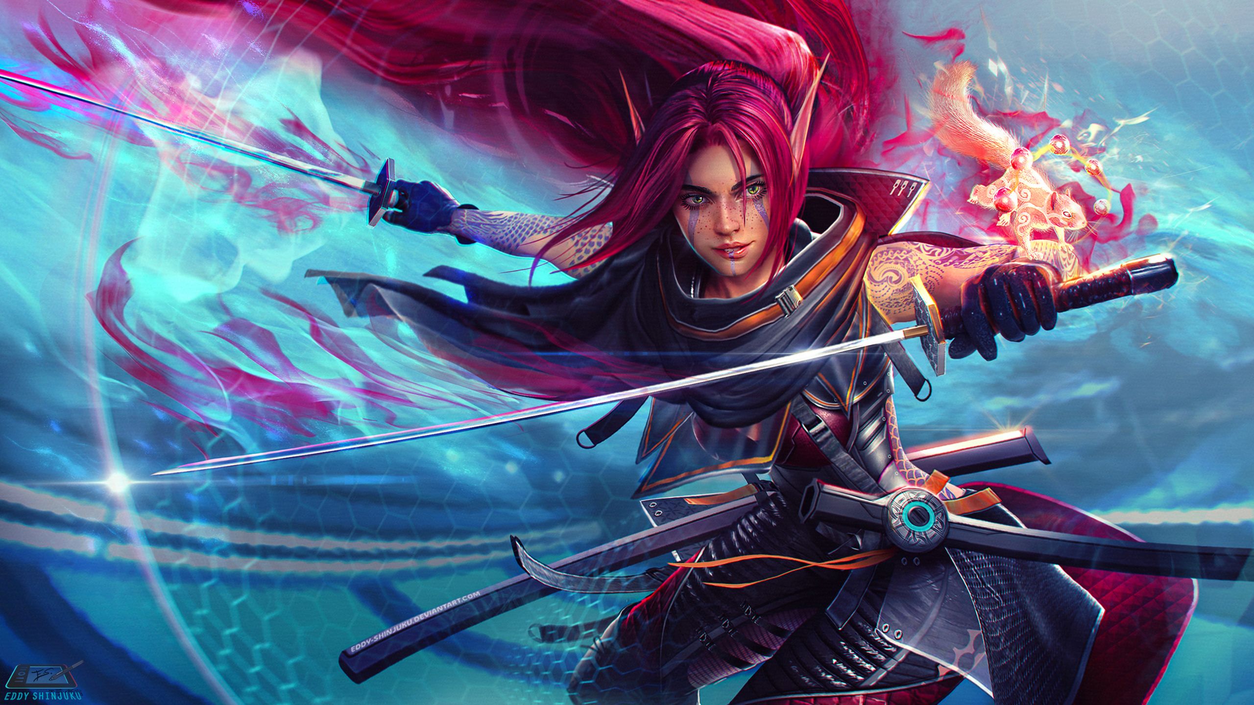 Free download wallpaper Fantasy, Warrior, Elf, Red Hair, Women Warrior on your PC desktop