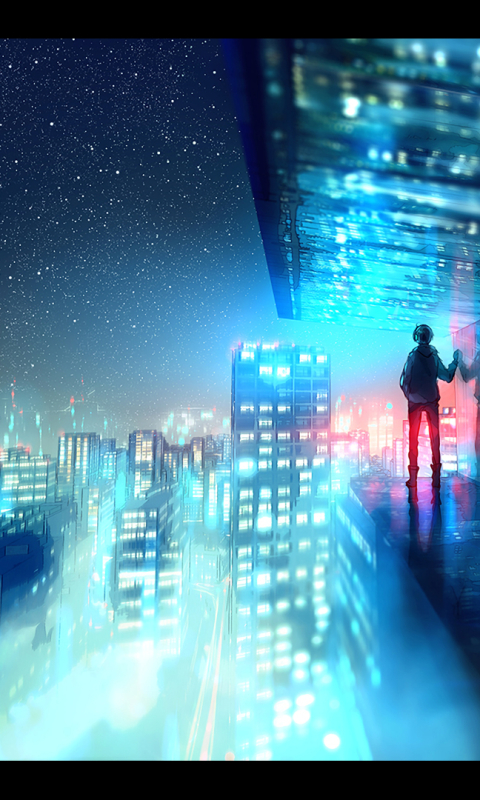 Download mobile wallpaper Anime, Cityscape, Fisheye Placebo for free.