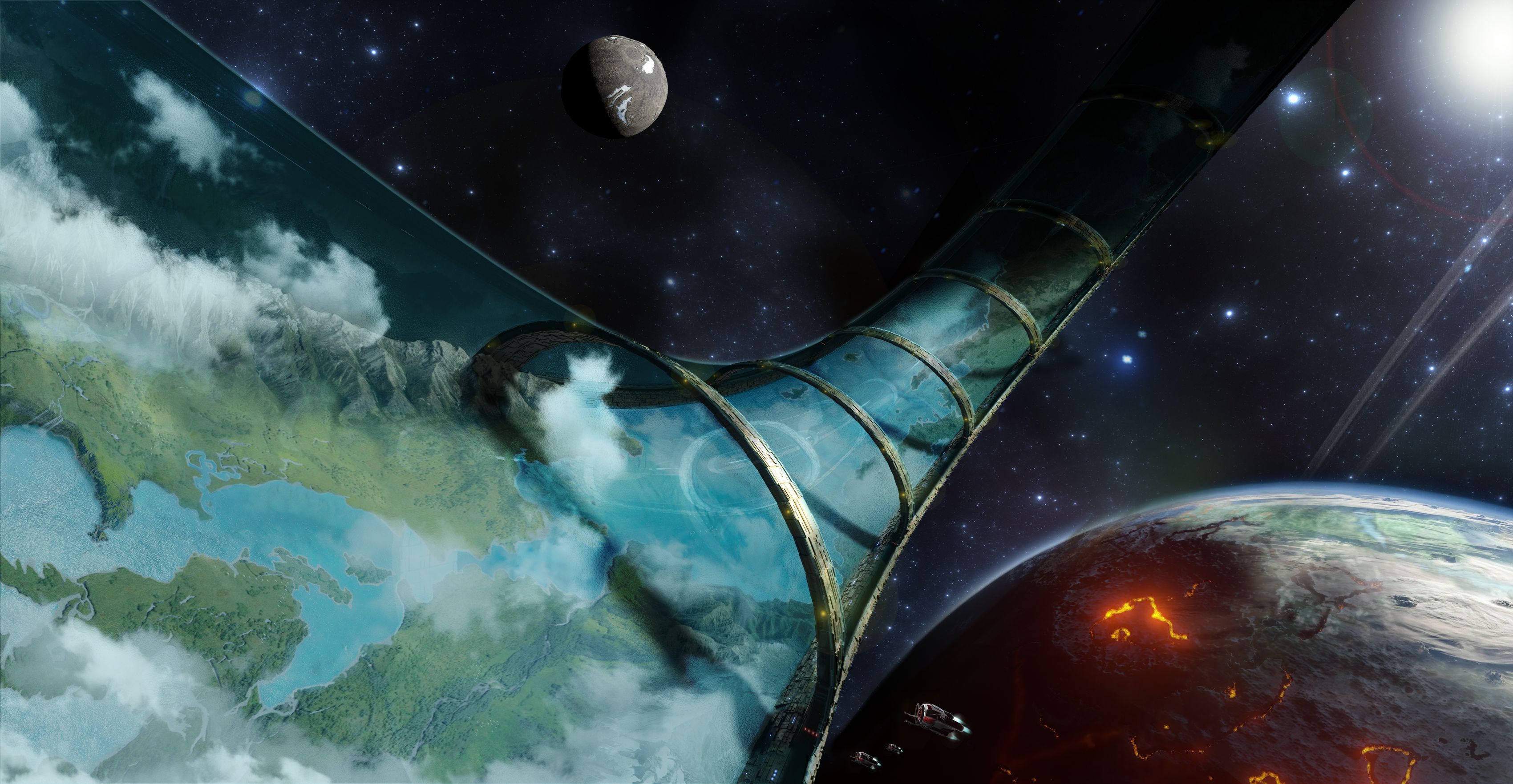 Handy-Wallpaper Planet, Science Fiction, Raumstation, Weltraum kostenlos herunterladen.