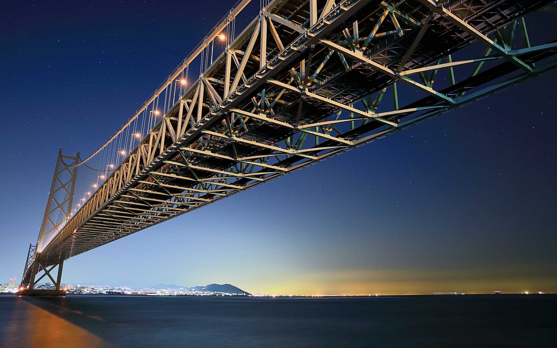 man made, akashi kaikyo bridge, bridge, japan, kobe (city), night, pearl bridge, seascape, bridges HD wallpaper