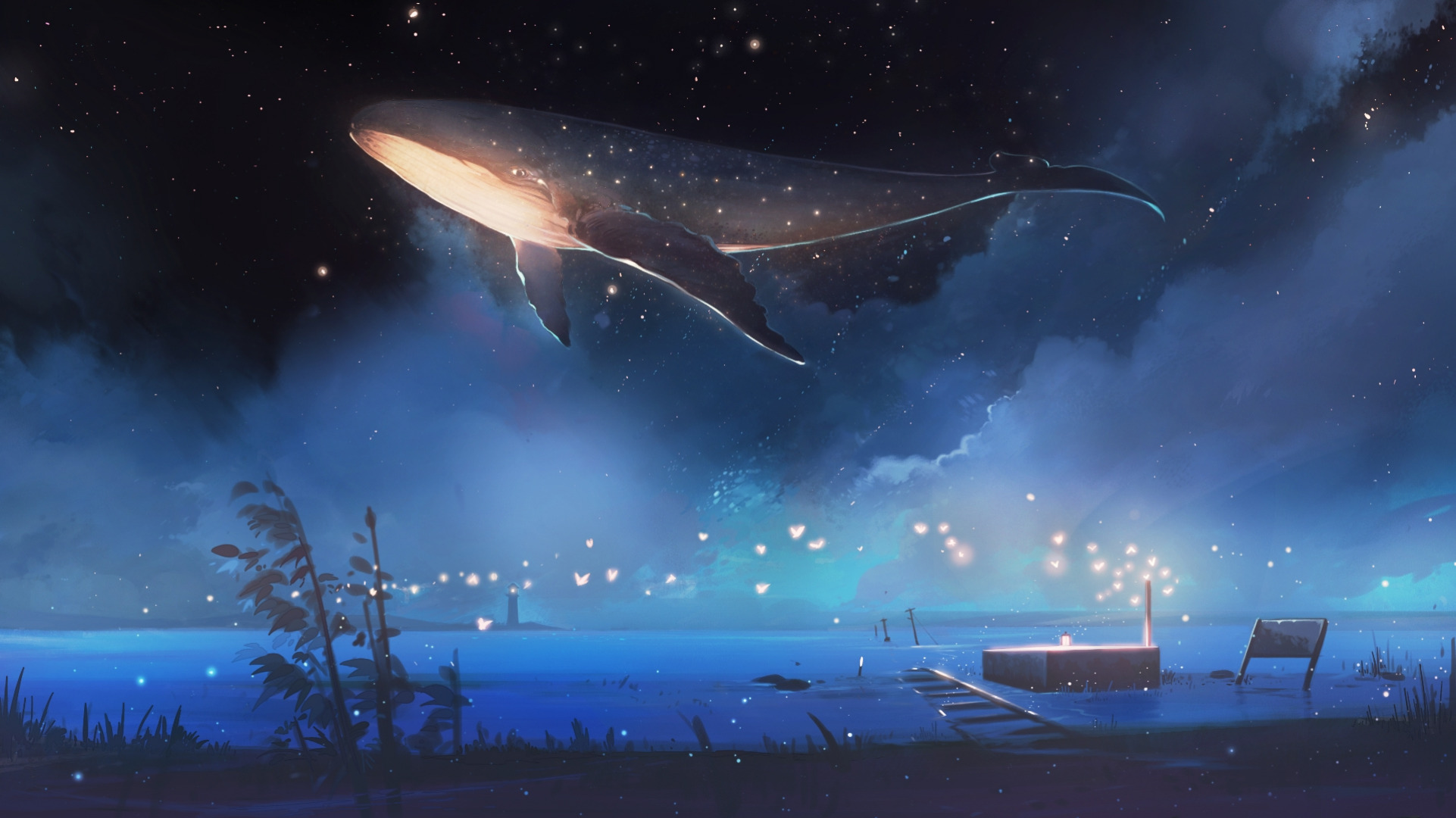 Download mobile wallpaper Anime, Fantasy, Animal, Whale for free.