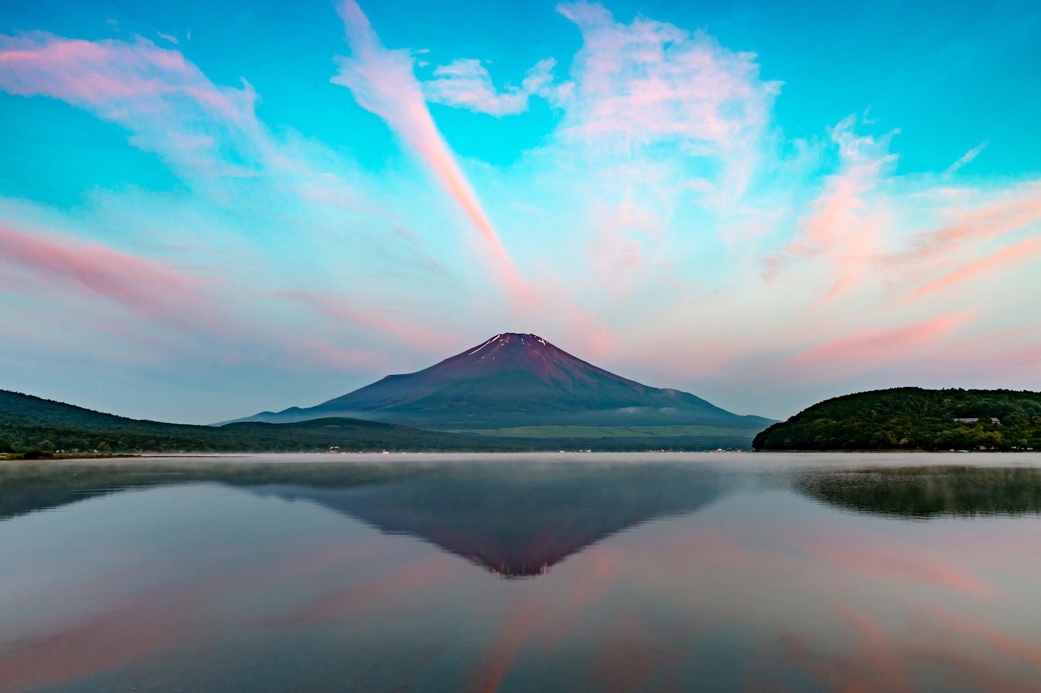 PCデスクトップに風景, 自然, 湖, 反射, 地球, 日本, 火山, 空, 富士山画像を無料でダウンロード