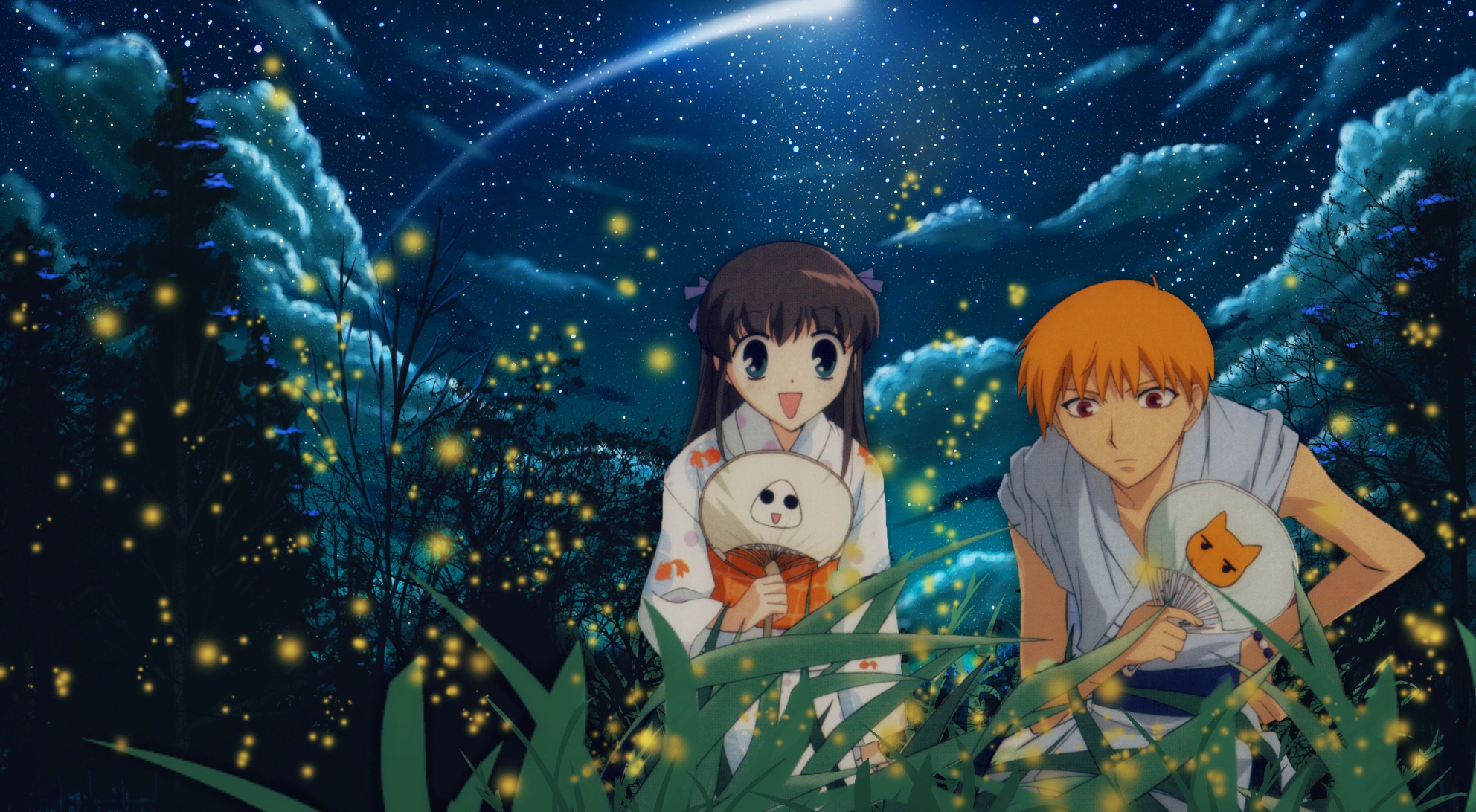 Handy-Wallpaper Animes, Fruits Basket, Kyō Sohma, Tohru Honda kostenlos herunterladen.